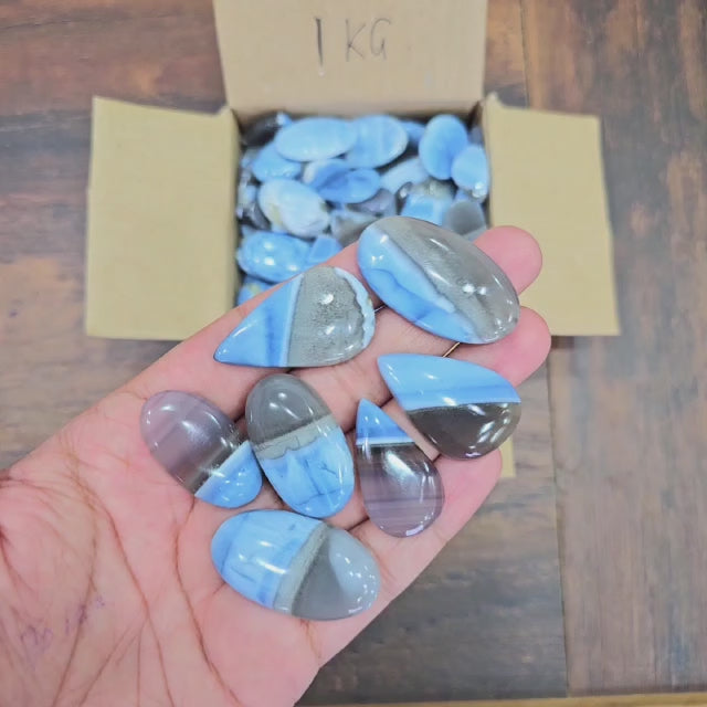 500 Grams/1KG Natural Owyhee Blue Opal Cabochon | 140 Pcs
