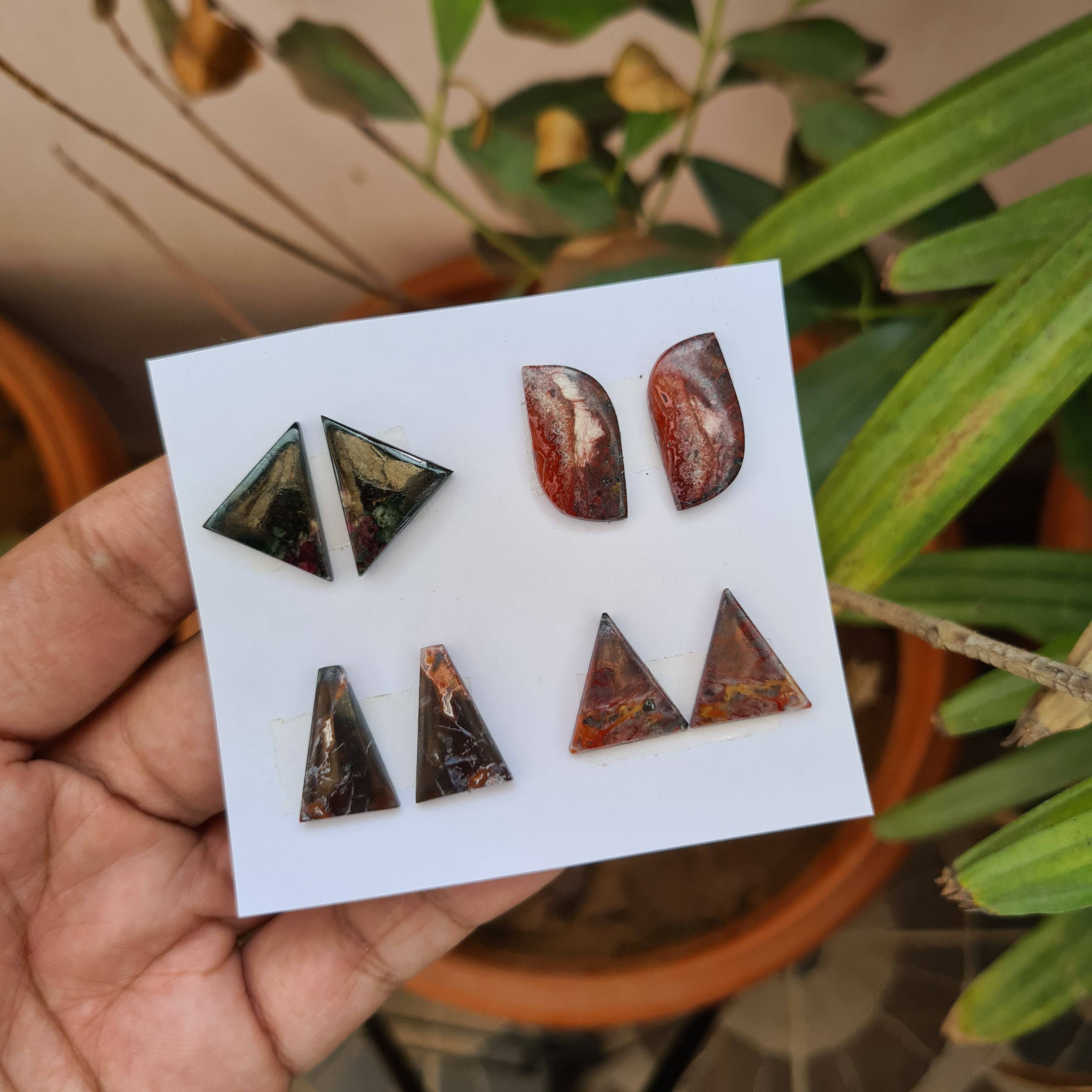 8 Pcs Pair  Natural Jasper Cabochon Gemstones | Fancy Shape, 17-21mm Size, - The LabradoriteKing