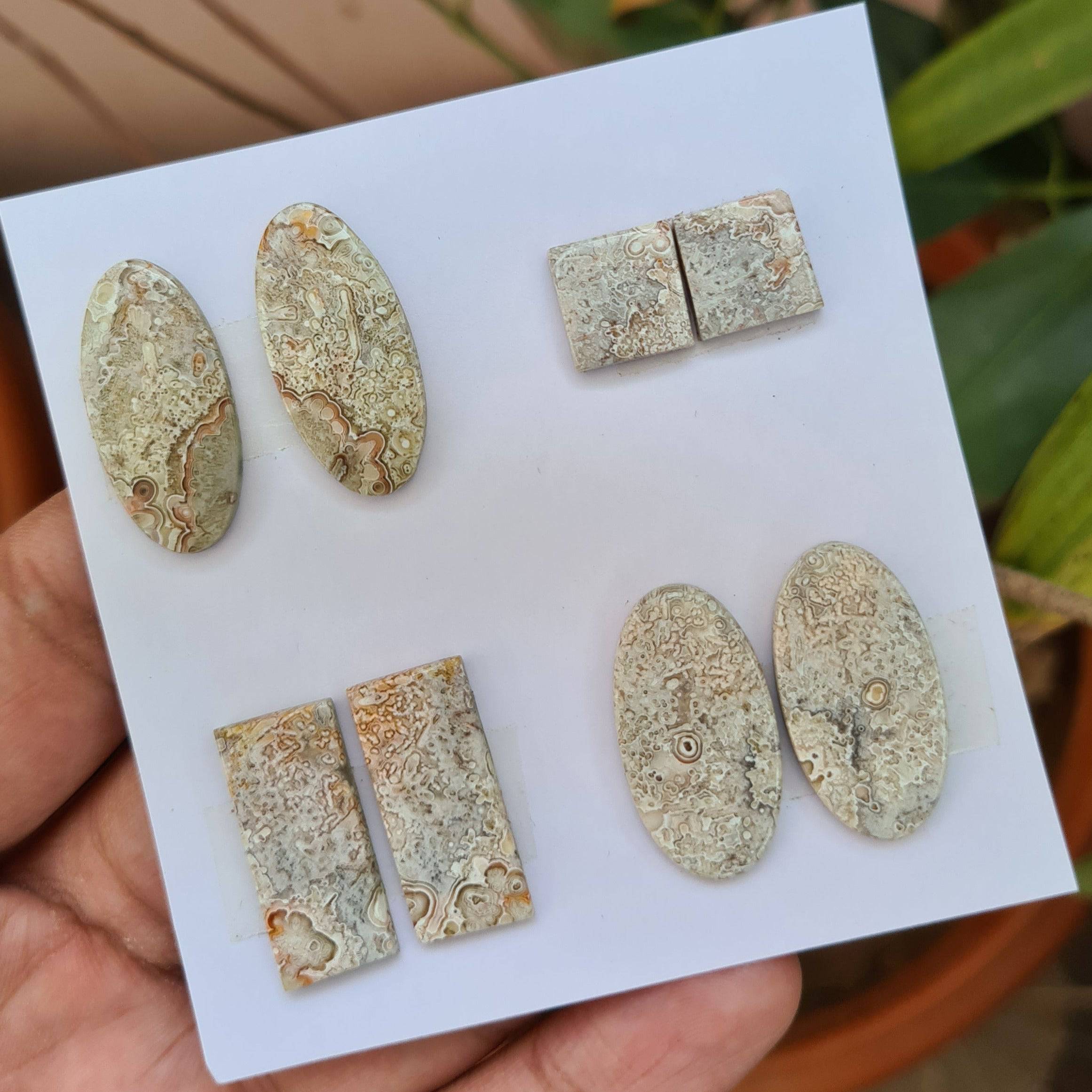 8 Pcs Pair Natural Jasper Cabochon Gemstones | Mix Shape, 11-27mm Size, - The LabradoriteKing