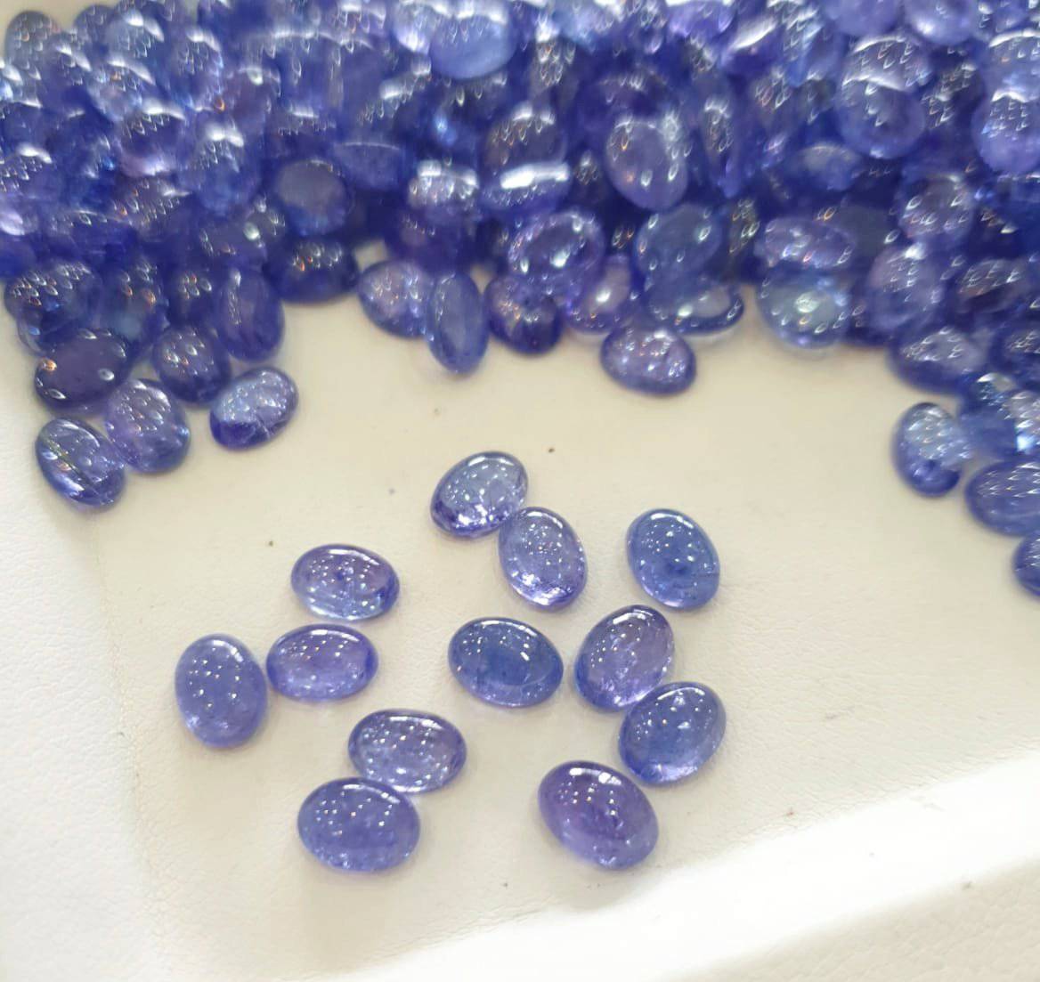 8 Pcs Tanzanite Cabochons 8x6mm Oval Perfect Calibrated - The LabradoriteKing