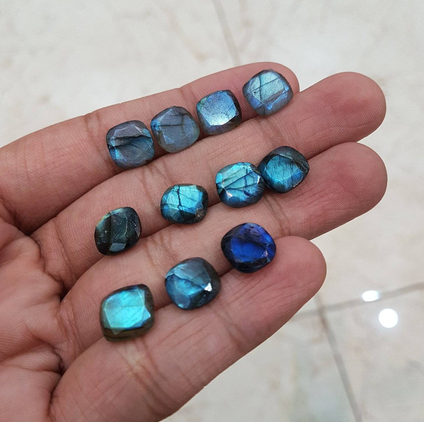 8mm Flat faceted Labradorite  11pcs - The LabradoriteKing