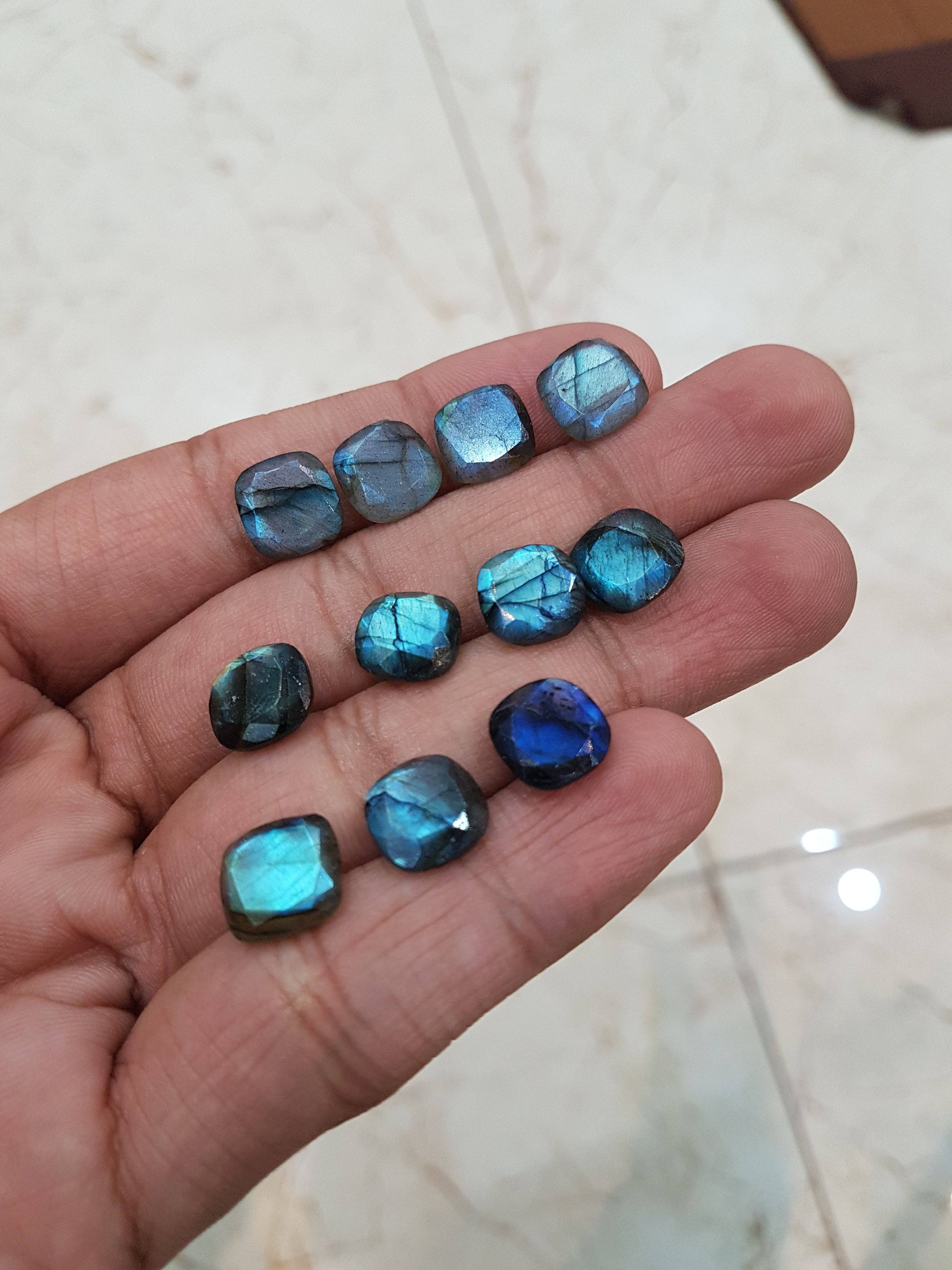 8mm Flat faceted Labradorite  11pcs - The LabradoriteKing