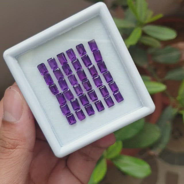 20 Pcs Amethyst Rectangle cut 6x4mm | Top Quality Calibrated Size