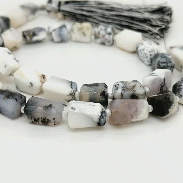 Natural Dendritic Opal Beads Rectangular faceted | 14" Inches | Good Quality