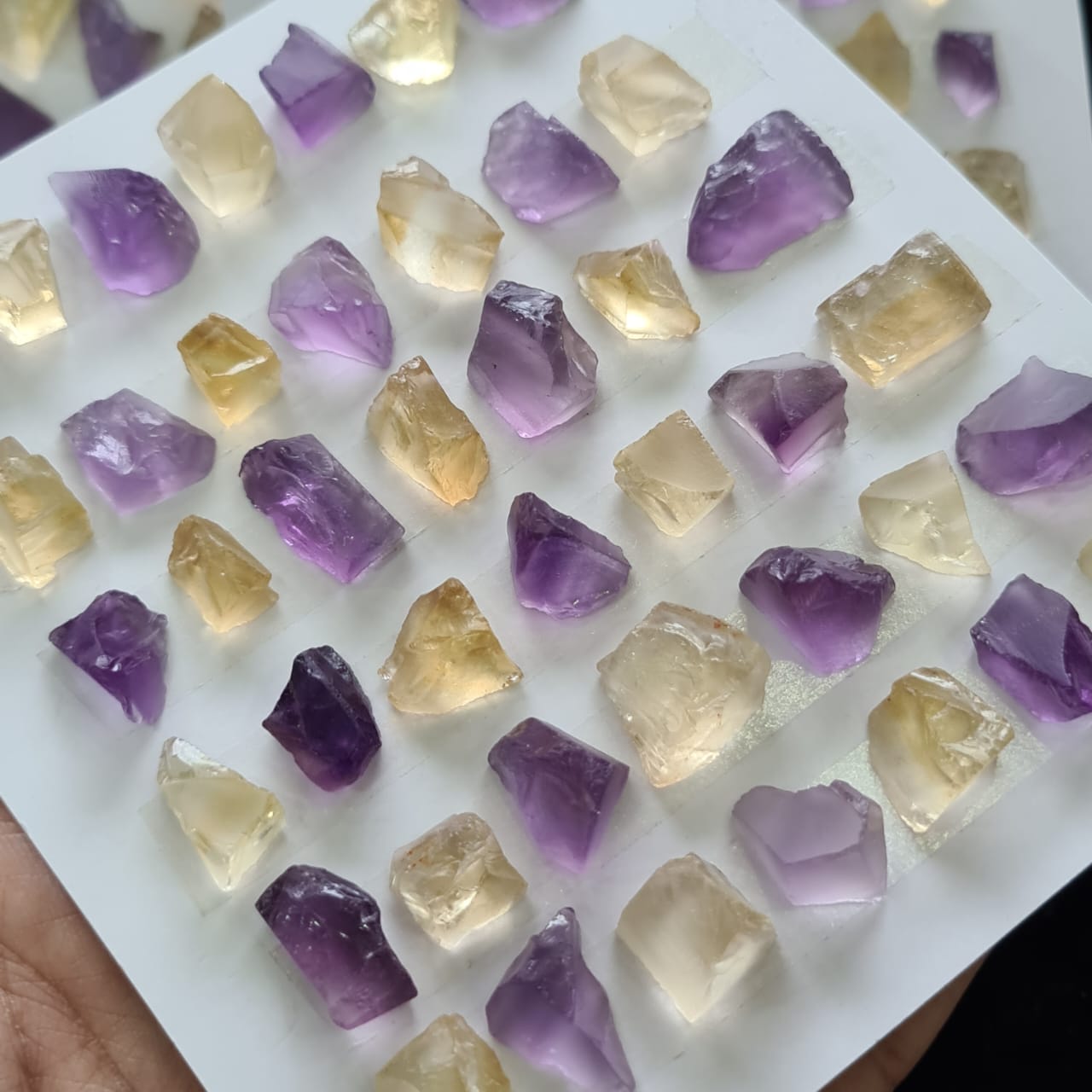 Amethyst and Citrine Uncut with Flat backs | 1 Card - The LabradoriteKing