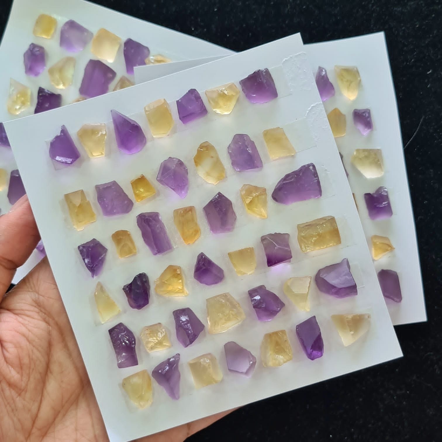 Amethyst and Citrine Uncut with Flat backs | 1 Card - The LabradoriteKing