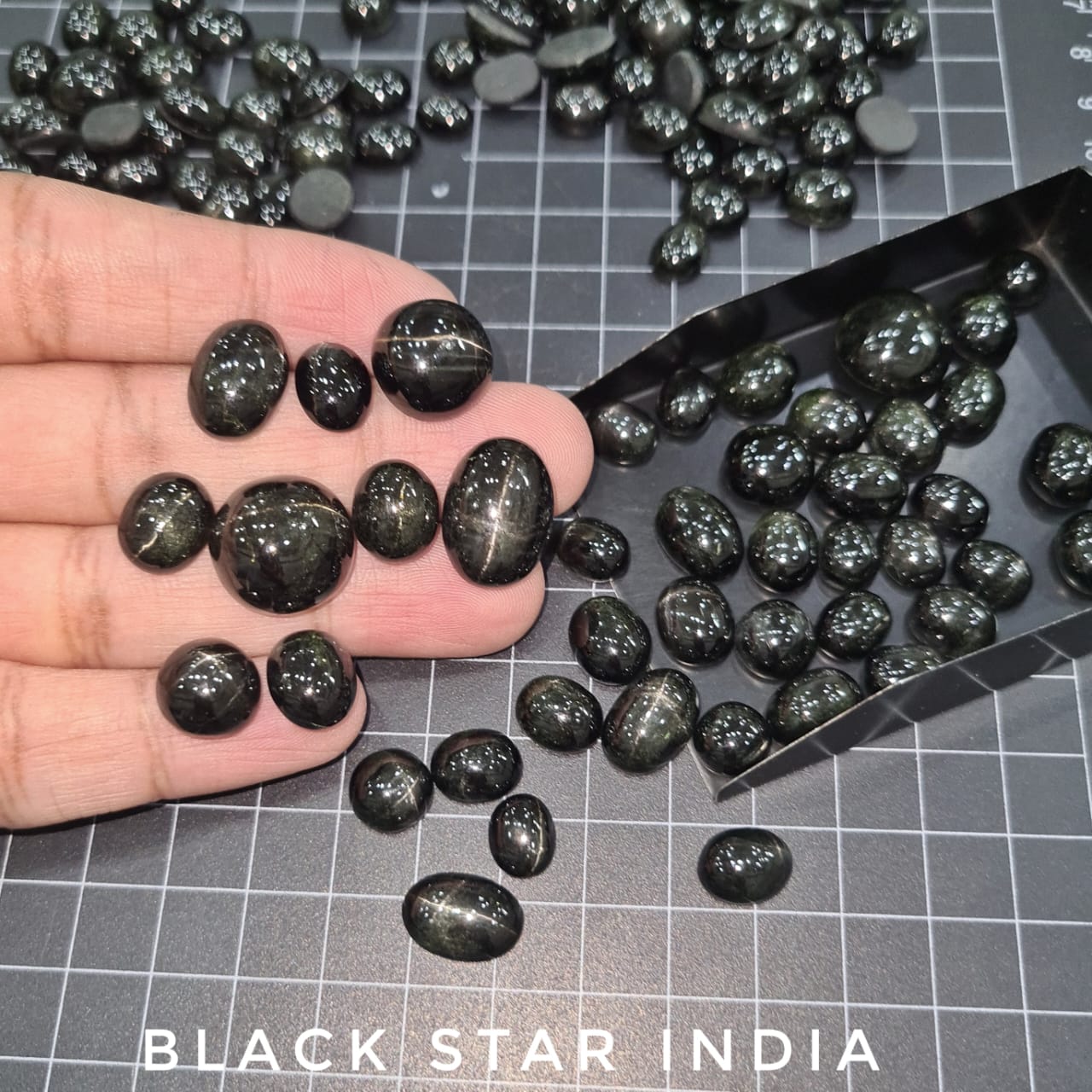 15 Pcs Black Star Diopside from India | Natural 10-15mm Cabochons - The LabradoriteKing