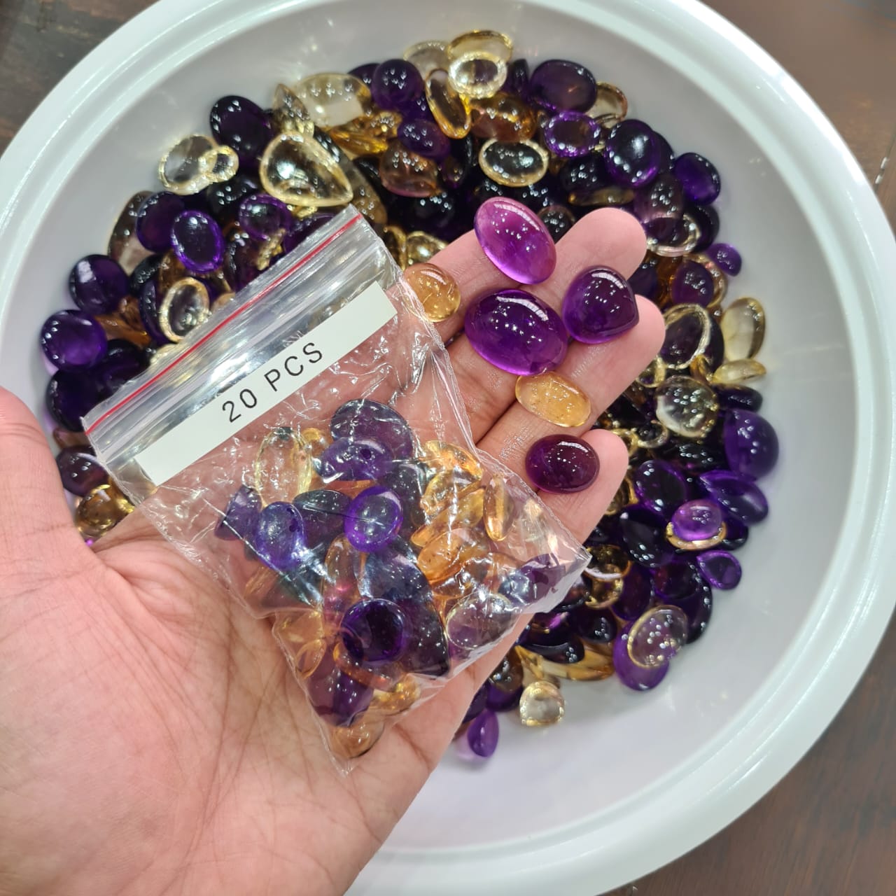 20 Pcs of Amethyst and Citrine cabochons - The LabradoriteKing