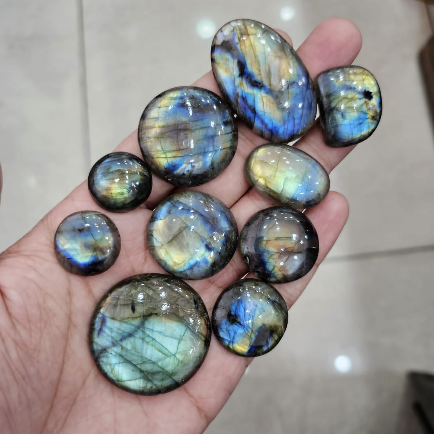 10 Pieces Natural Labradorite Cabochon Lot  Gemstones Size: 20-44mm - The LabradoriteKing