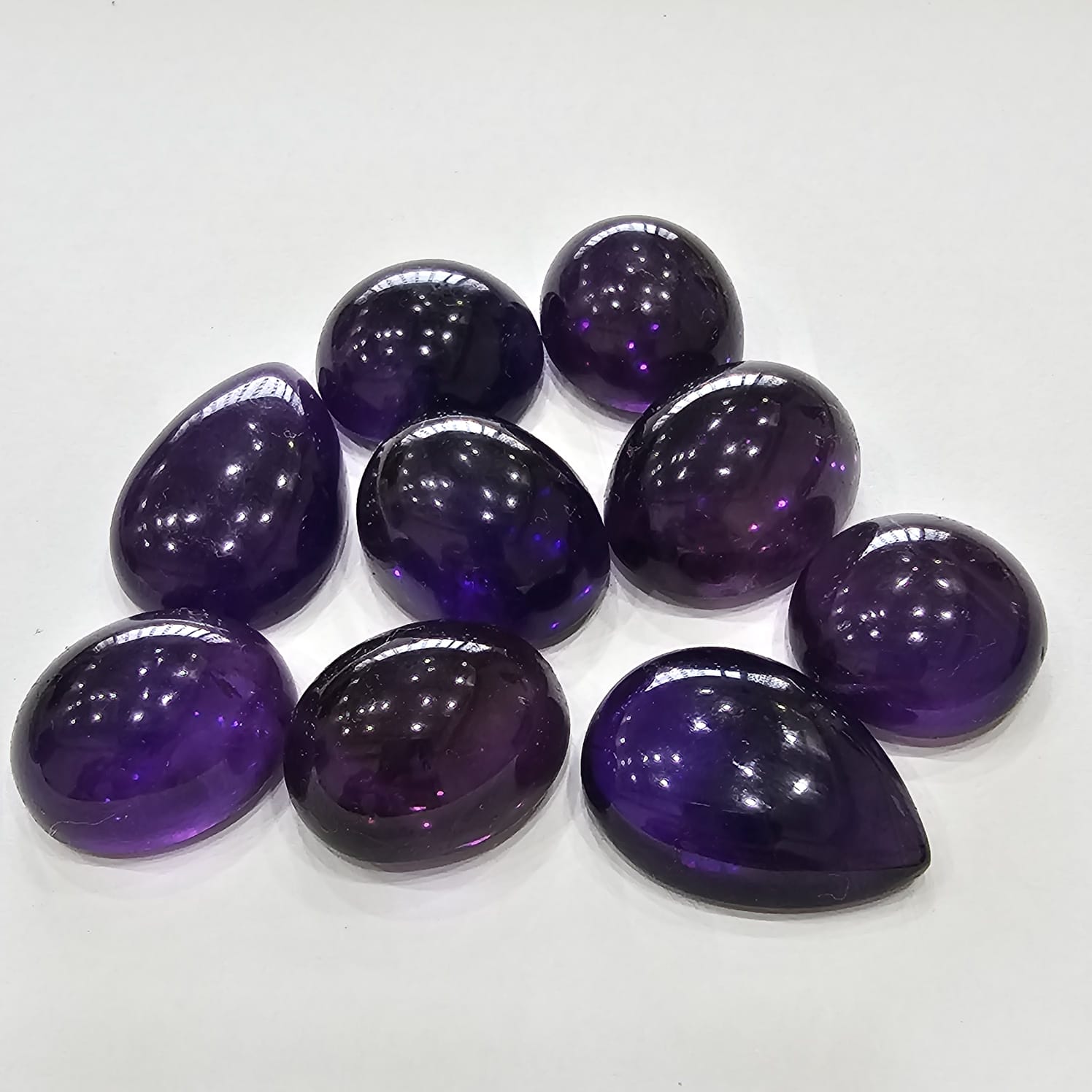 9 Pcs of Natural Amethyst Cabochon AAA Top Quality 20-28mm Size - The LabradoriteKing