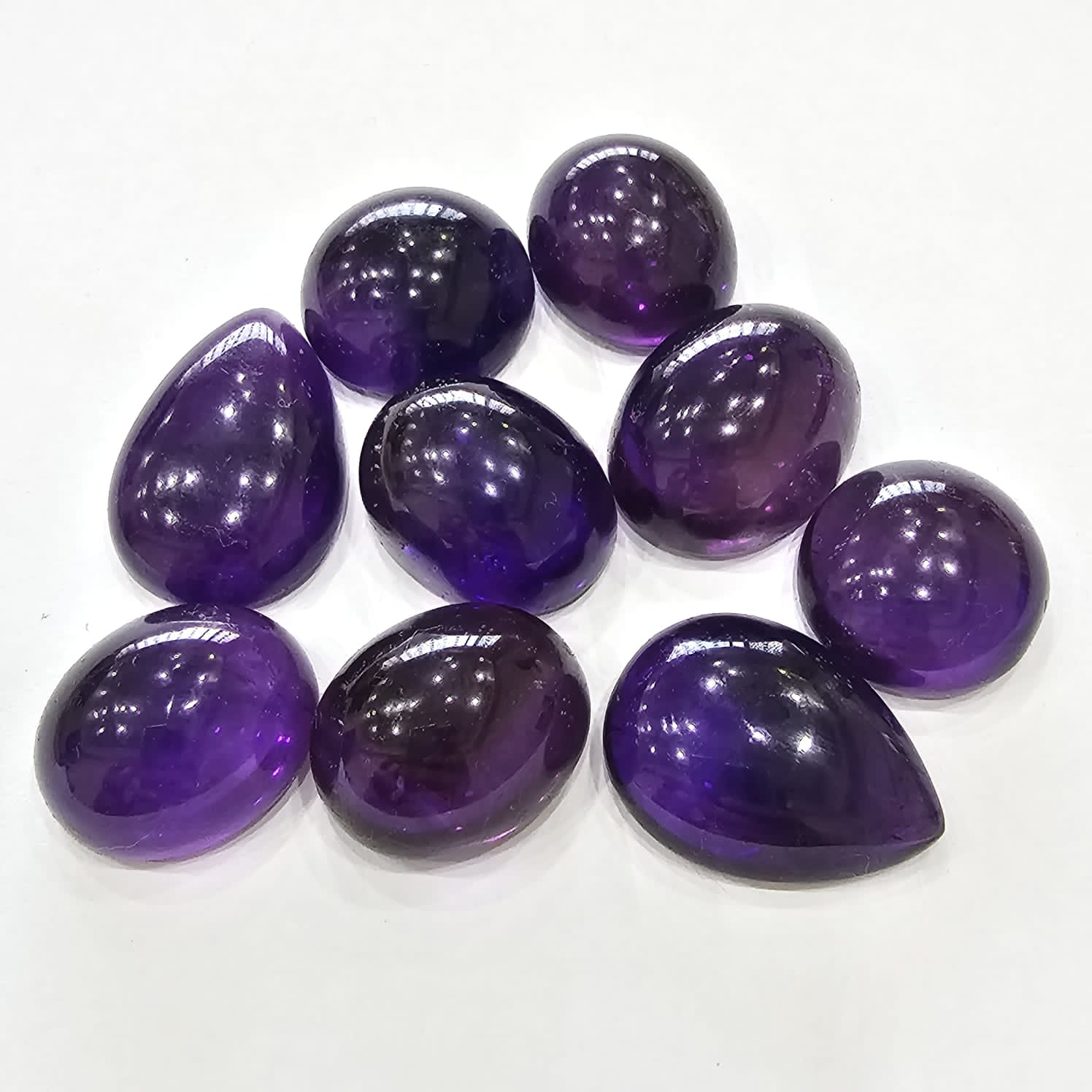 9 Pcs of Natural Amethyst Cabochon AAA Top Quality 20-28mm Size - The LabradoriteKing