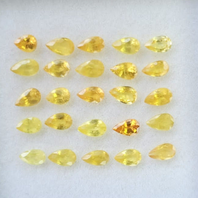 25 pcs Natural Yellow Sapphire Faceted Pear Shape Gemstone 5x3mm Size, - The LabradoriteKing