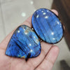 2 Pcs Natural Blue Labradorite Cabochons Mix Shape | 50-58mm - The LabradoriteKing