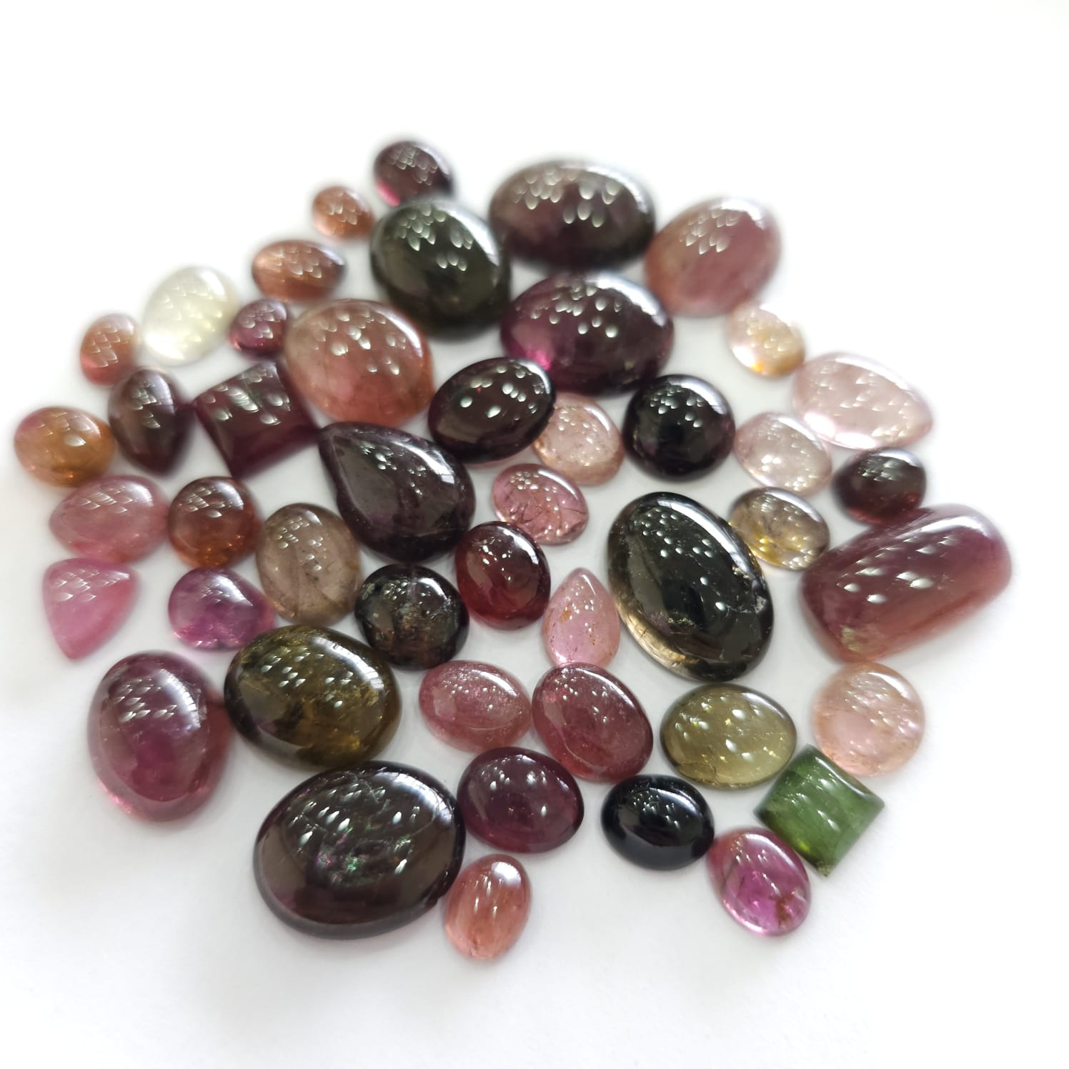 Wholesale Lot: 47 Pcs Natural Tourmaline Multi Colour Cabochon 6-17mm | 184 Cts | African Mined Untreated - The LabradoriteKing