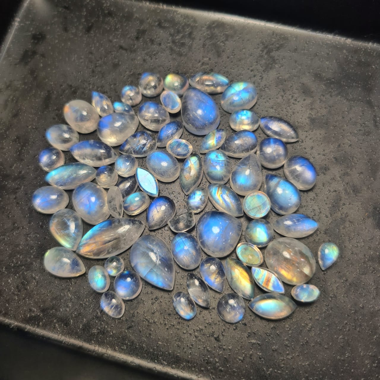 100 Carats of Rainbow Moonstone Cabs | 6-12mm - The LabradoriteKing