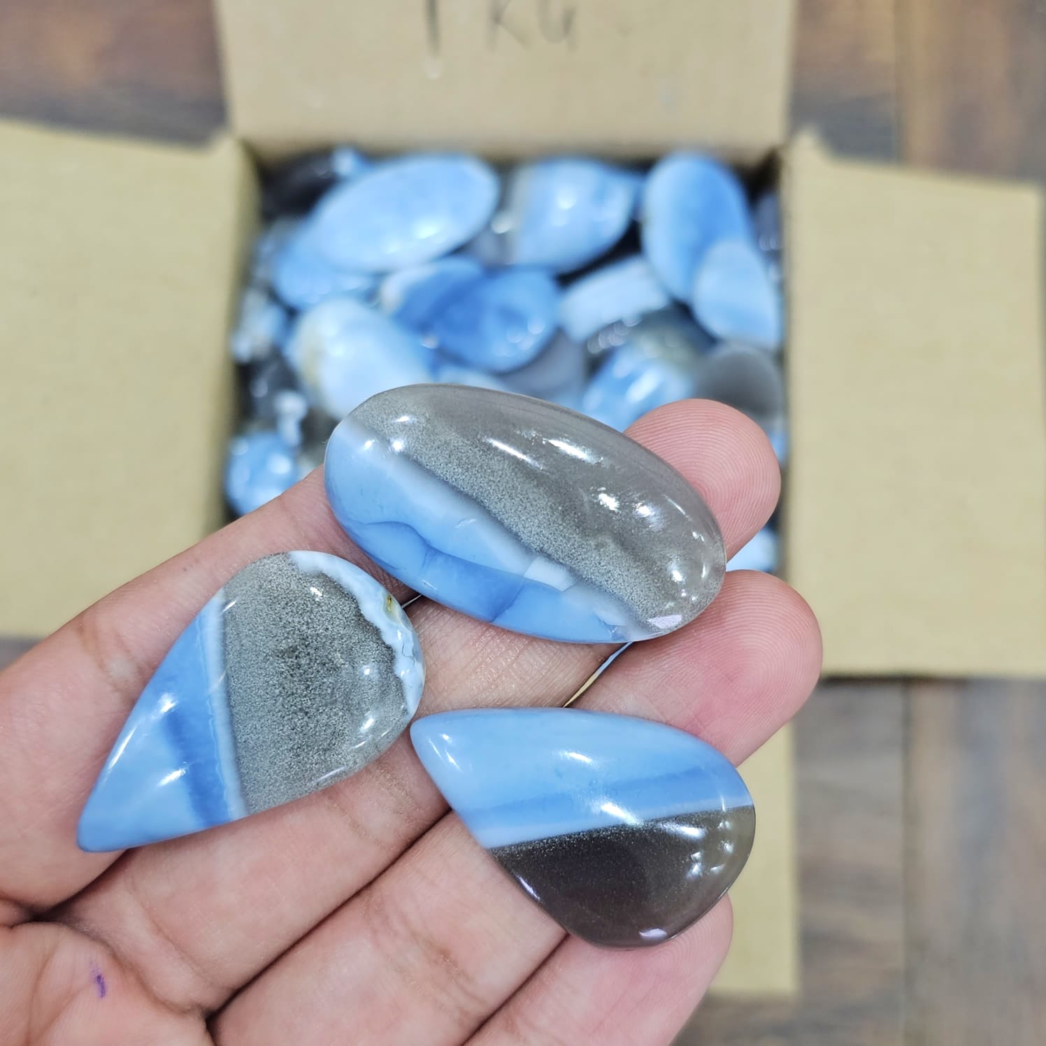 500 Grams/1KG Natural Owyhee Blue Opal Cabochon | 140 Pcs - The LabradoriteKing