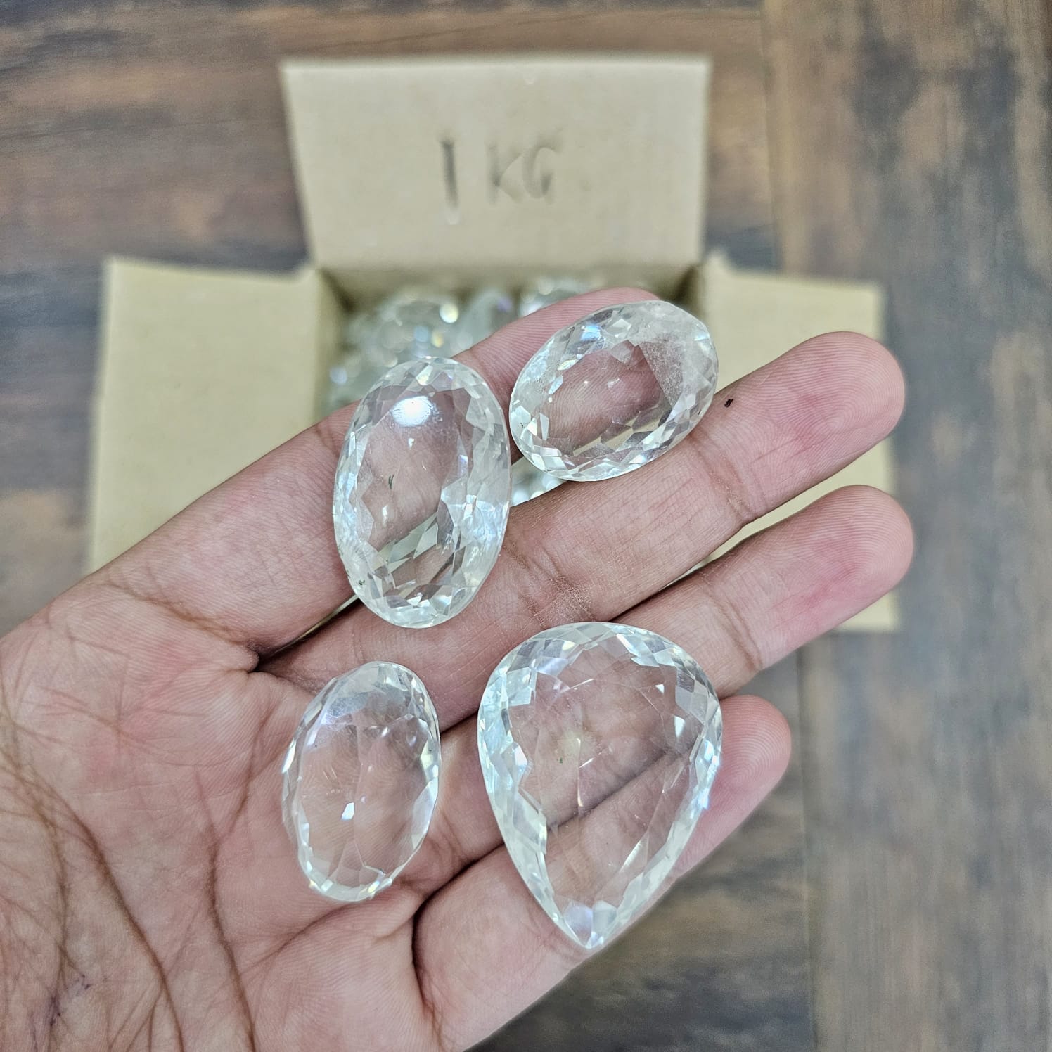 1 KG / 500 Grams of Natural Clear Quartz Faceted | 80 Pcs - The LabradoriteKing