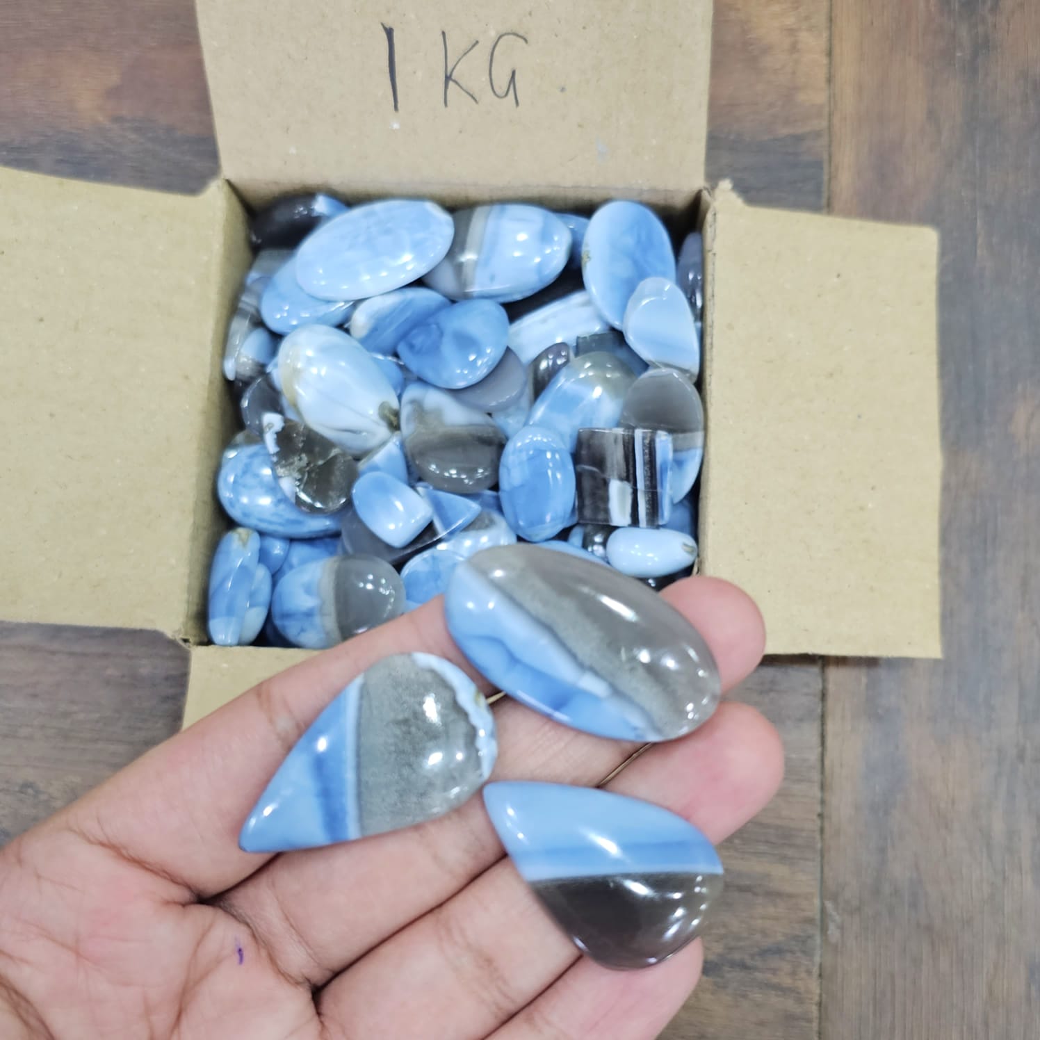 500 Grams/1KG Natural Owyhee Blue Opal Cabochon | 140 Pcs - The LabradoriteKing