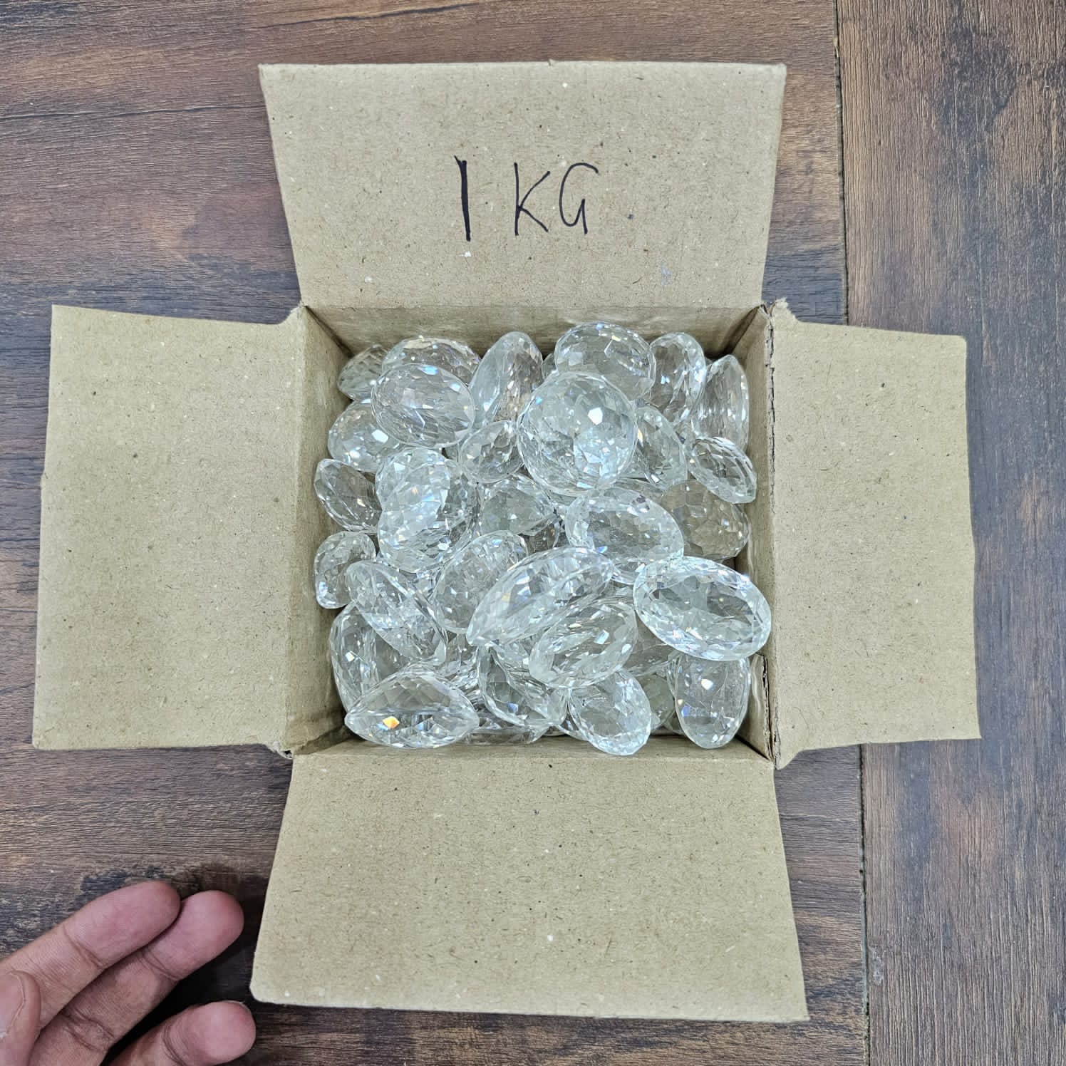 1 KG / 500 Grams of Natural Clear Quartz Faceted | 80 Pcs - The LabradoriteKing