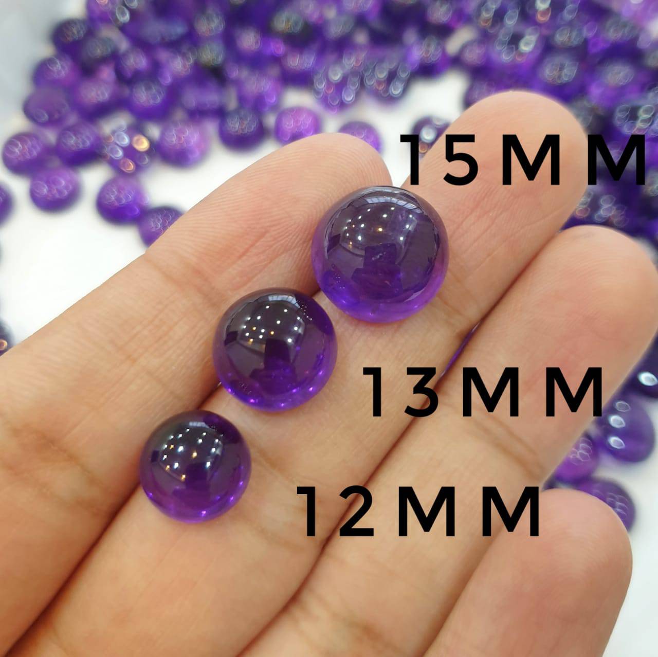 Amethyst Round Cabochons Lot| 12mm , 13mm , 15mm | Vivid Colour and Top Polish - The LabradoriteKing