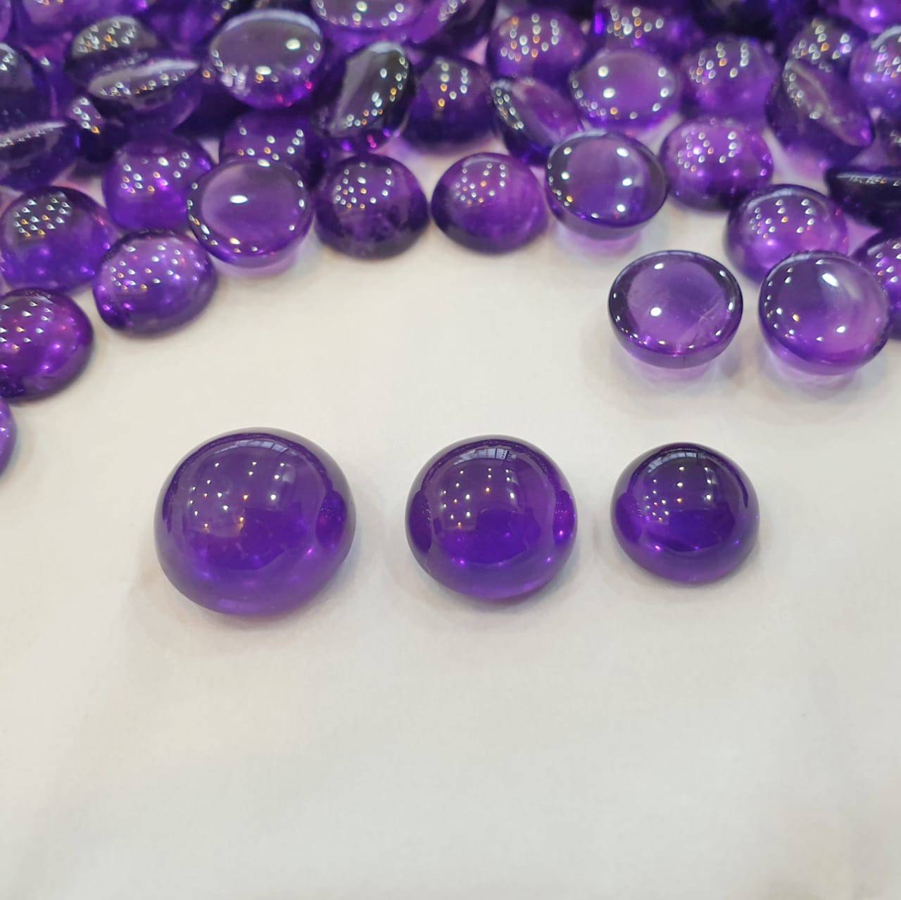 Amethyst Round Cabochons Lot| 12mm , 13mm , 15mm | Vivid Colour and Top Polish - The LabradoriteKing