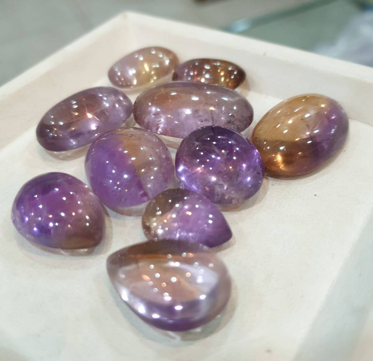 Ametrine Cabochons | 18-32mm Sizes Bolivia Mines | Untreated Flat Backs - The LabradoriteKing