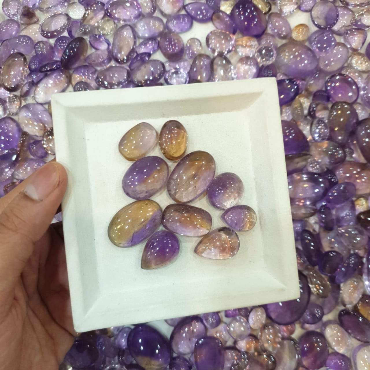 Ametrine Cabochons | 18-32mm Sizes Bolivia Mines | Untreated Flat Backs - The LabradoriteKing