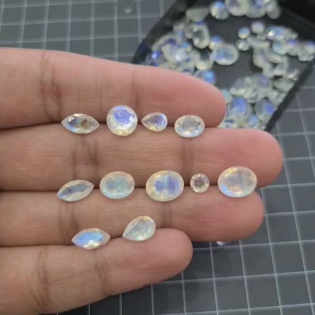 20 Pcs of High Quality Faceted Rainbow Moonstones | 5-12mm