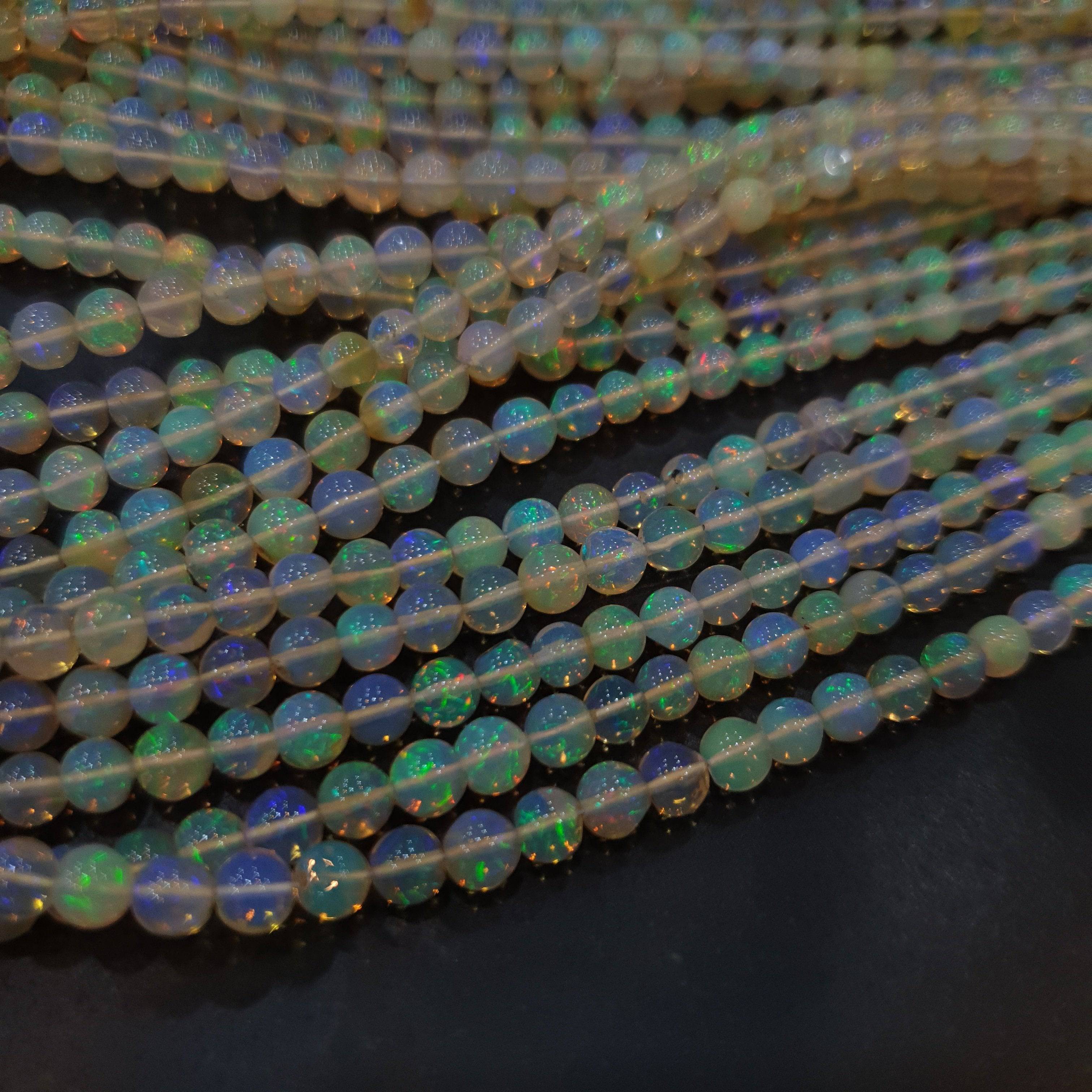Ball Round Opal Beads | 8 or 17 Inches |  3-4mm Graduated Beads UNTREATED - The LabradoriteKing