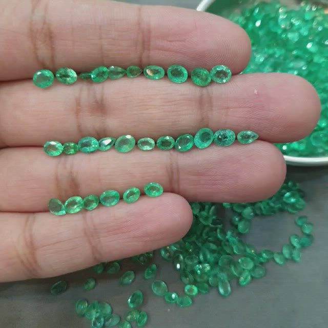 20 Pcs Natural Emeralds Ovals & Pear | 4-5mm Untreated Colombia Origin