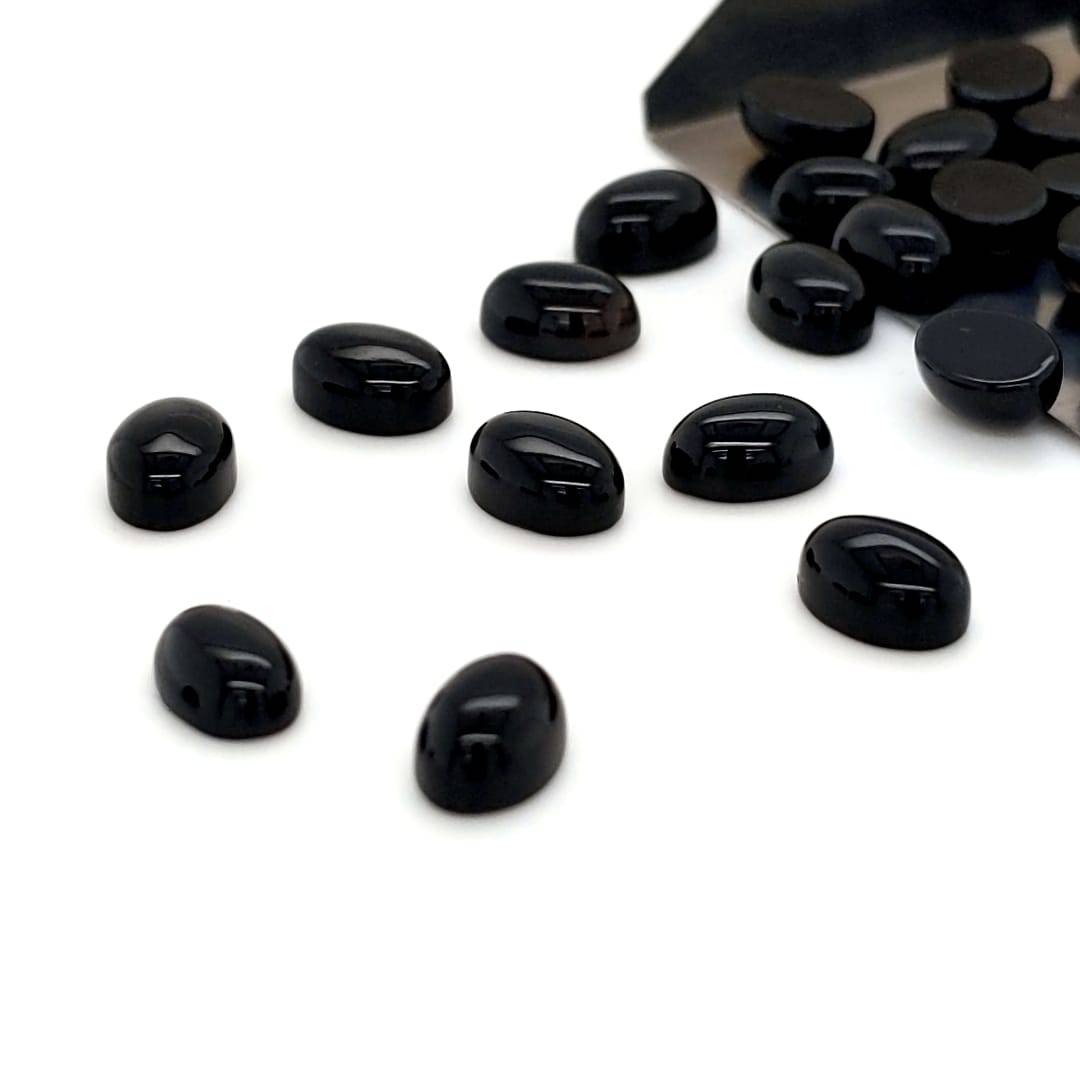 Black Onyx Oval Cabochons | Calibrated Size - The LabradoriteKing