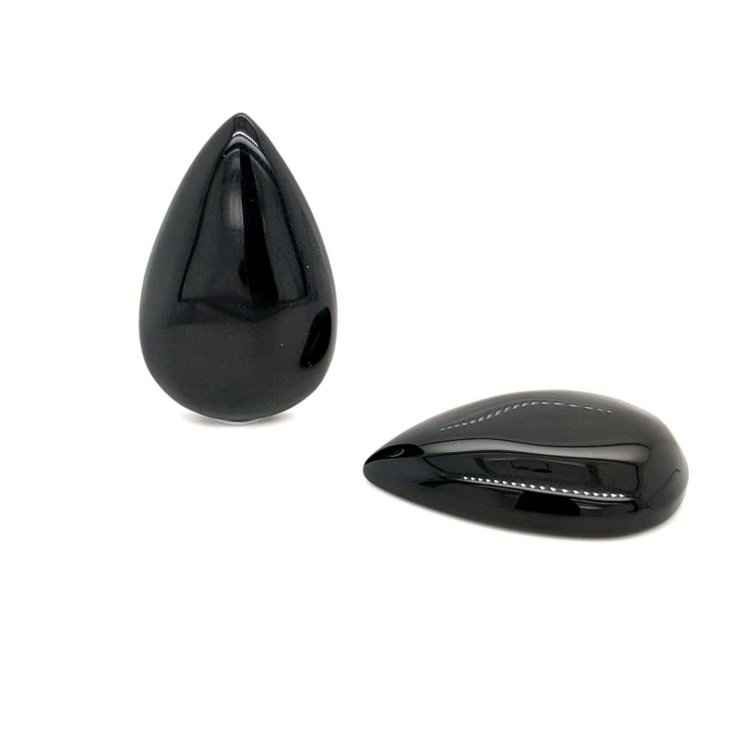 Black Onyx Pear Cabochons | Calibrated Size - The LabradoriteKing