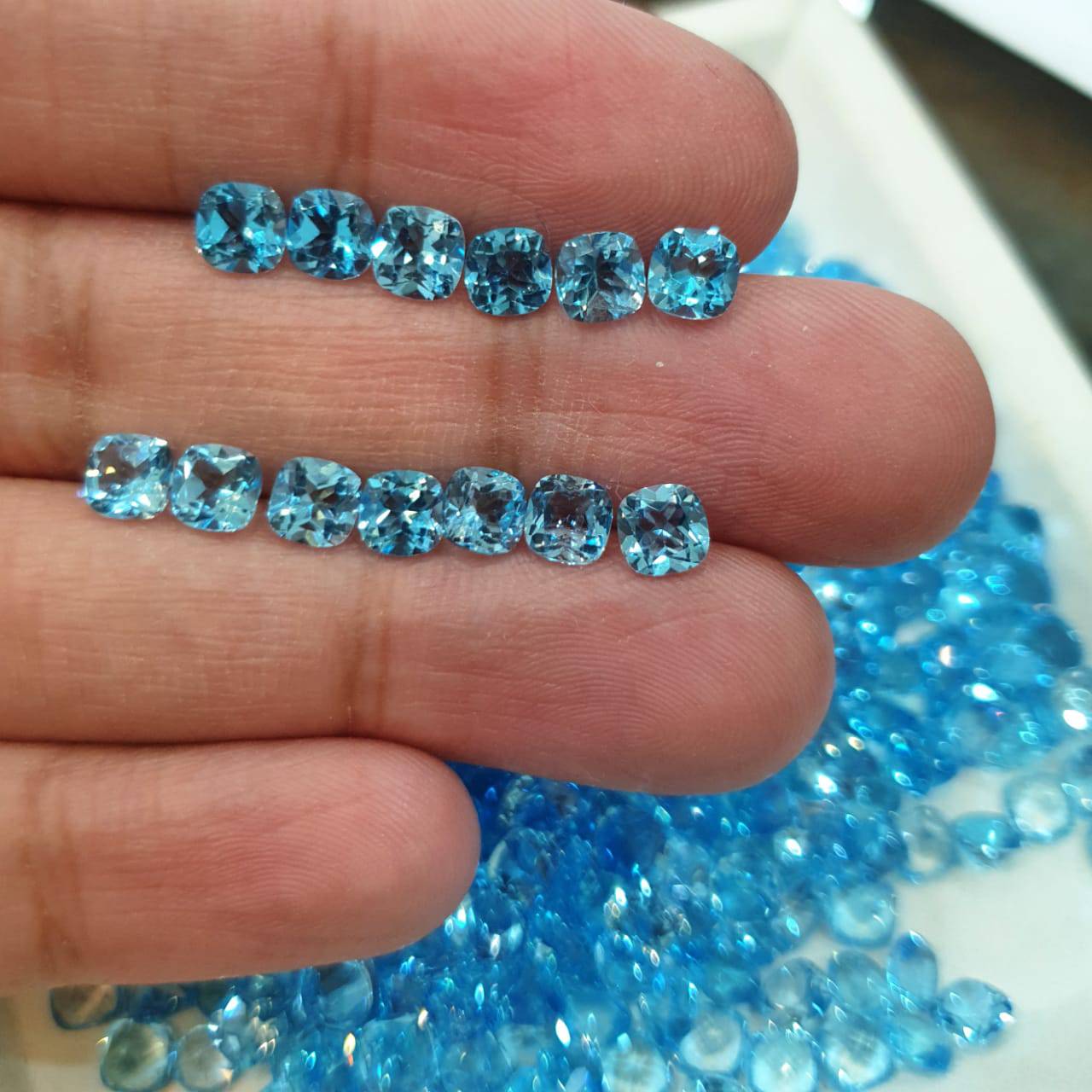 Blue Topaz Cushions | 5mm Top quality Gemstones | Flawless - The LabradoriteKing