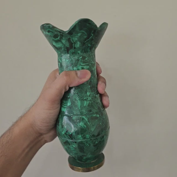 Natural Malachite Flower Vase 8.5'' Inches Sizes |