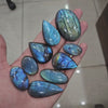 Load and play video in Gallery viewer, 9 Pcs Natural Blue Labradorite Cabochons Mix Shape | 32-58mm