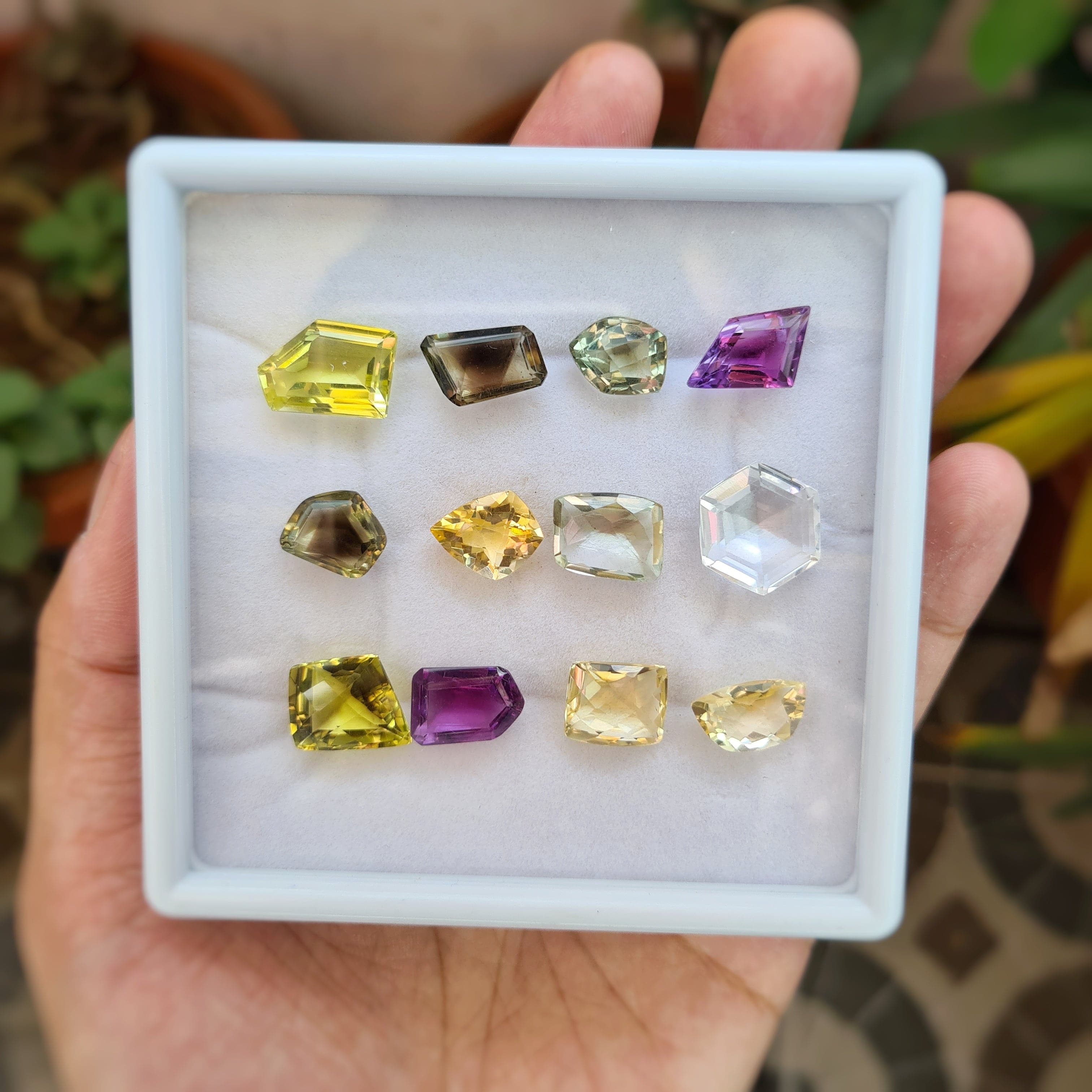 Fancy Cut Gemstones Mix | Amethyst, Prasiolite, Citrine, Bicolour Quartz, Lemon Quartz - The LabradoriteKing