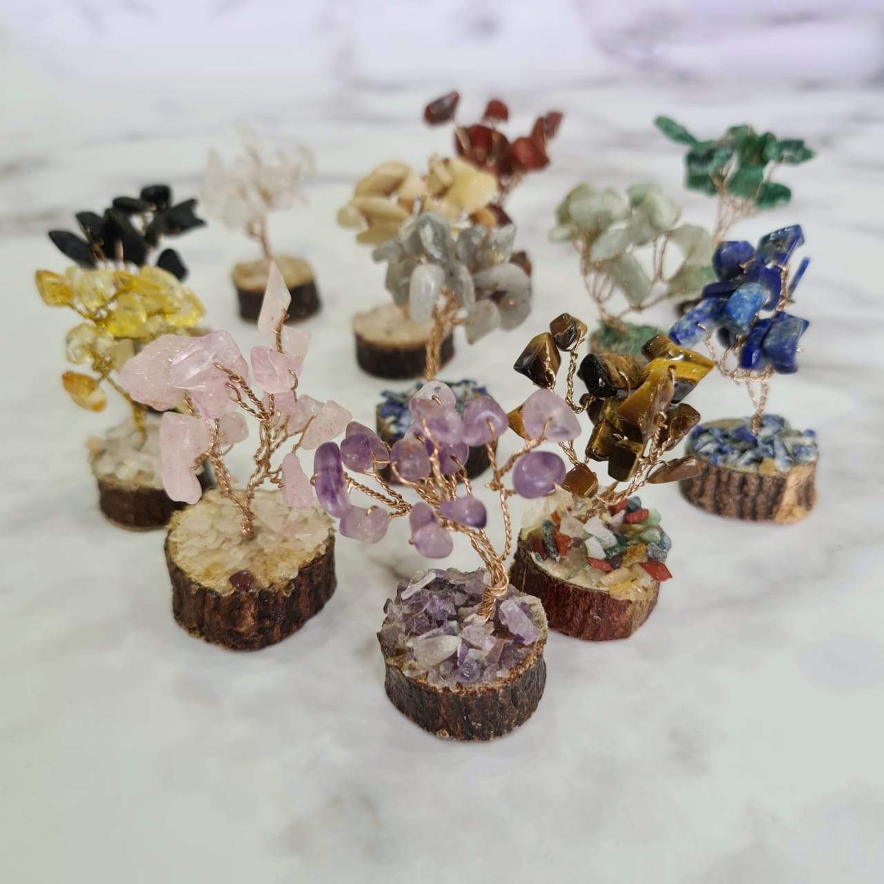 Feng Shui Tree Set | Natural Gemstones | 12 Tree Set - The LabradoriteKing