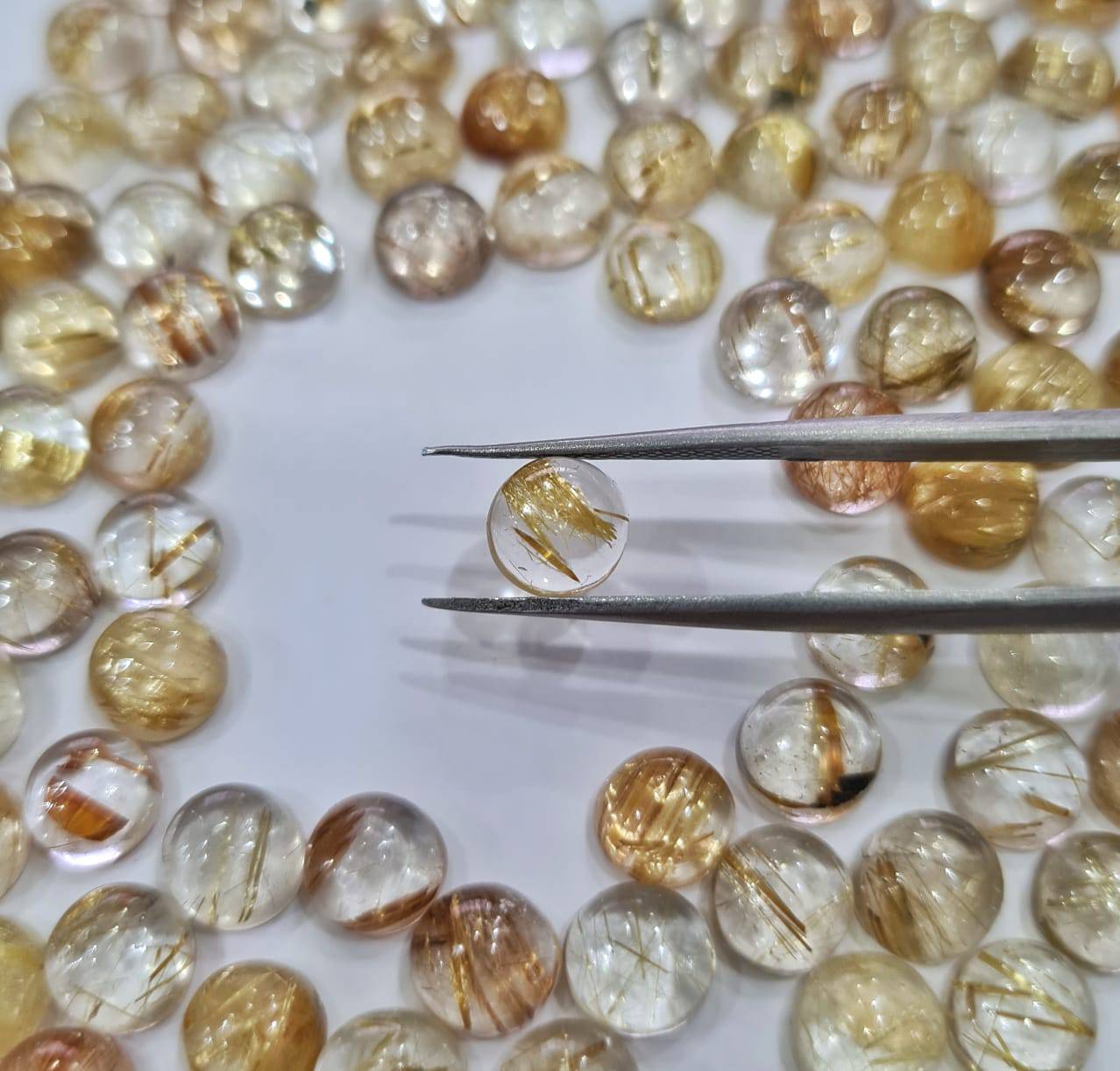 Gold Rutile Quartz Rounds Cabochons | Calibrated sizes - The LabradoriteKing