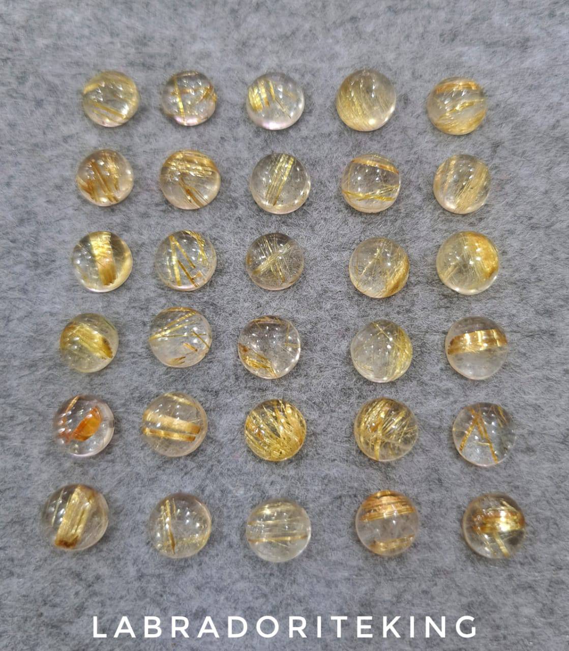 Gold Rutile Quartz Rounds Cabochons | Calibrated sizes - The LabradoriteKing