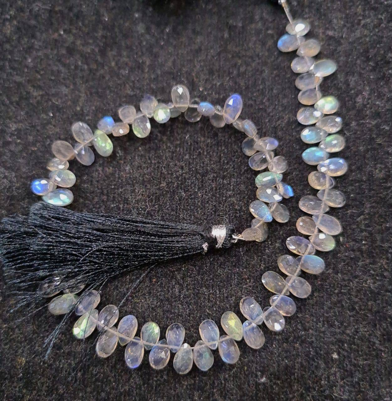 Labradorite Beads 10" Inches | 7mm faceted Top drilled | 90 pcs - The LabradoriteKing