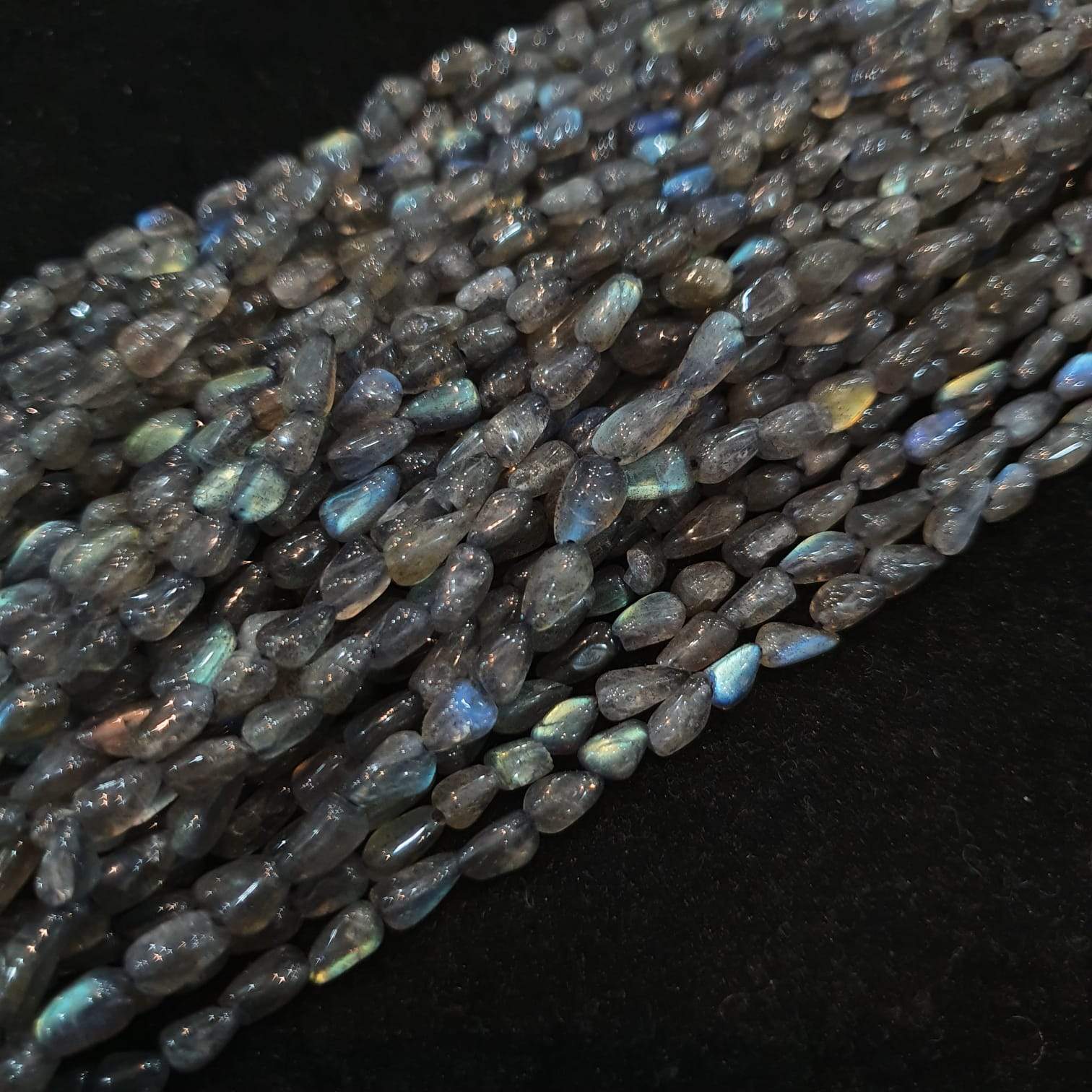 Labradorite Beads Long Free Form 6mm-8mm Uneven Polished 14" Inches , - The LabradoriteKing