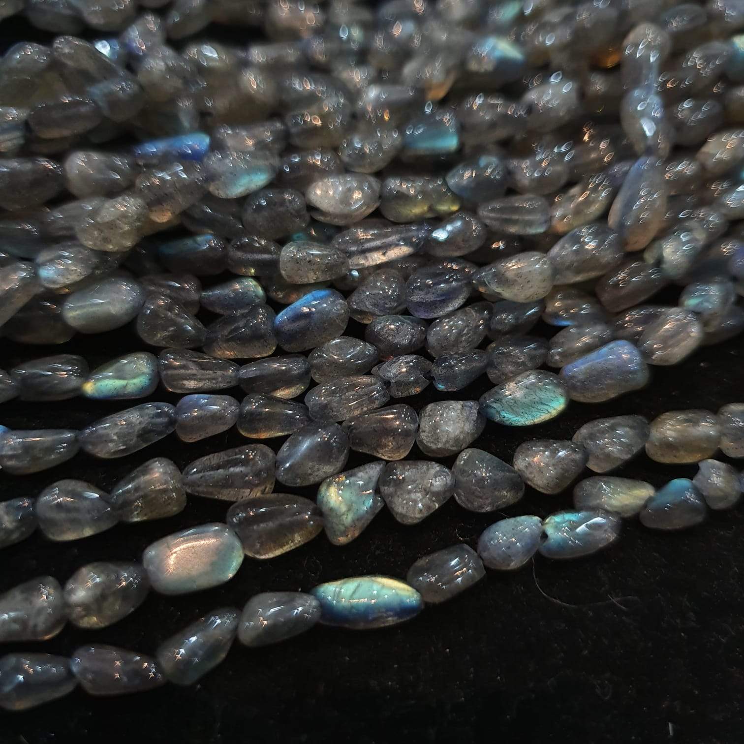 Labradorite Beads Long Free Form 6mm-8mm Uneven Polished 14" Inches , - The LabradoriteKing