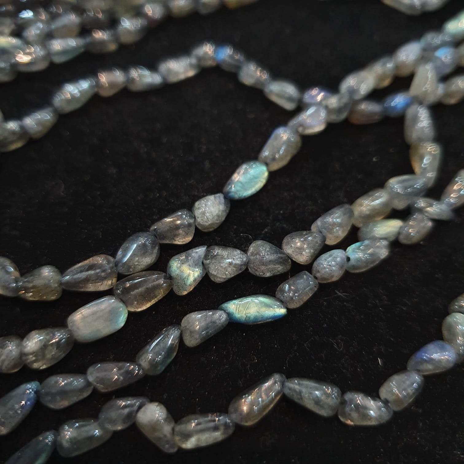 Labradorite Beads Long Free Form 6mm-8mm Uneven Polished 14" Inches , - The LabradoriteKing