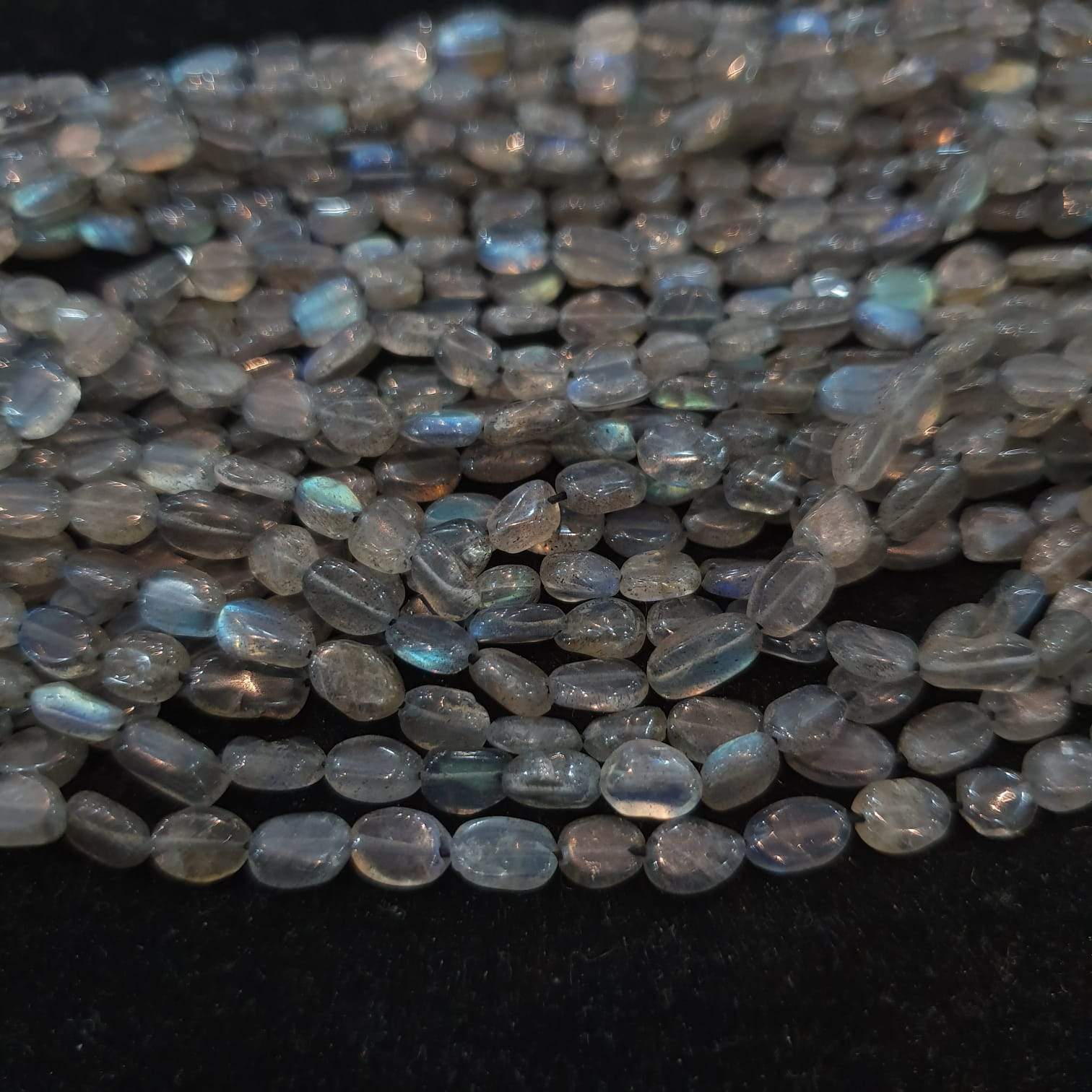 Labradorite Beads Ovals Free Form 6mm-7mm Uneven Polished 14" Inches , - The LabradoriteKing