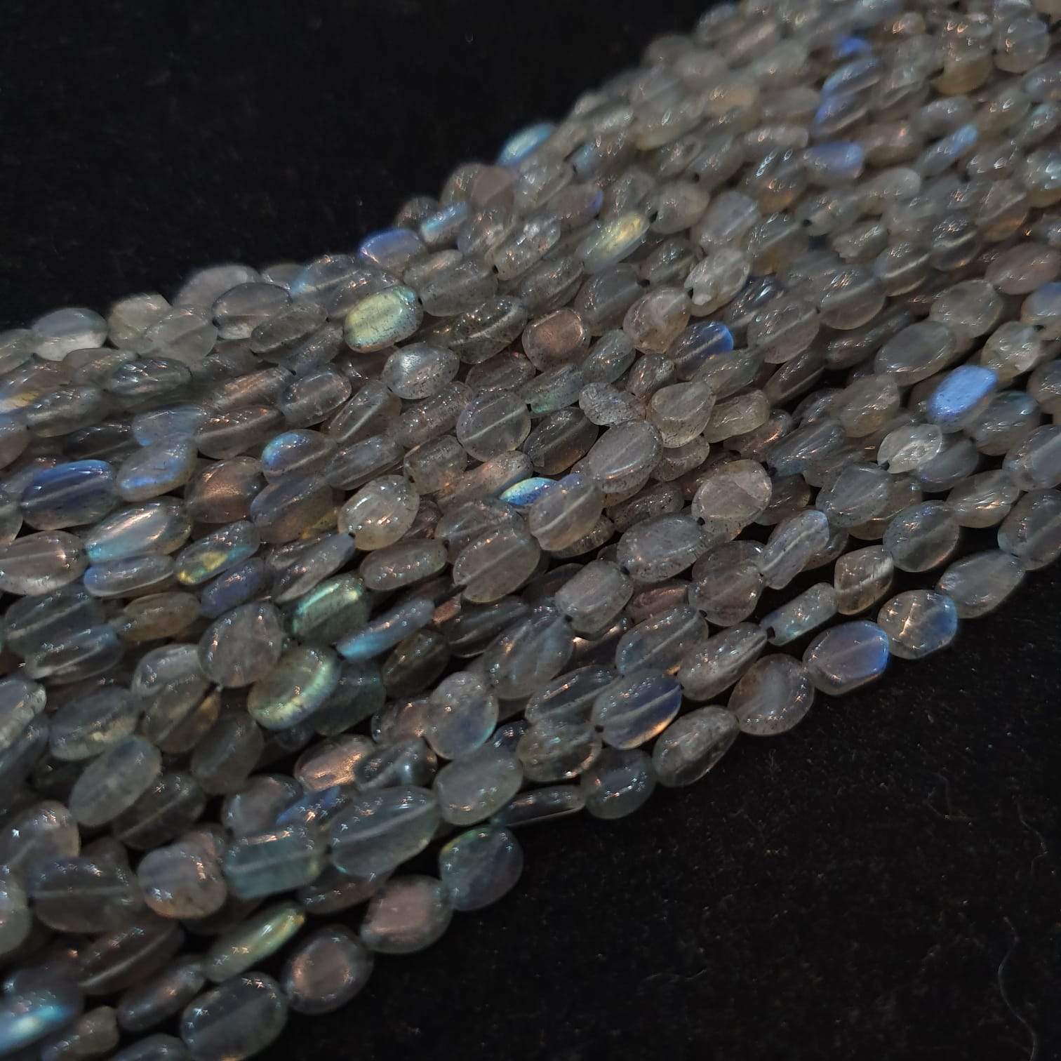 Labradorite Beads Ovals Free Form 6mm-7mm Uneven Polished 14" Inches , - The LabradoriteKing