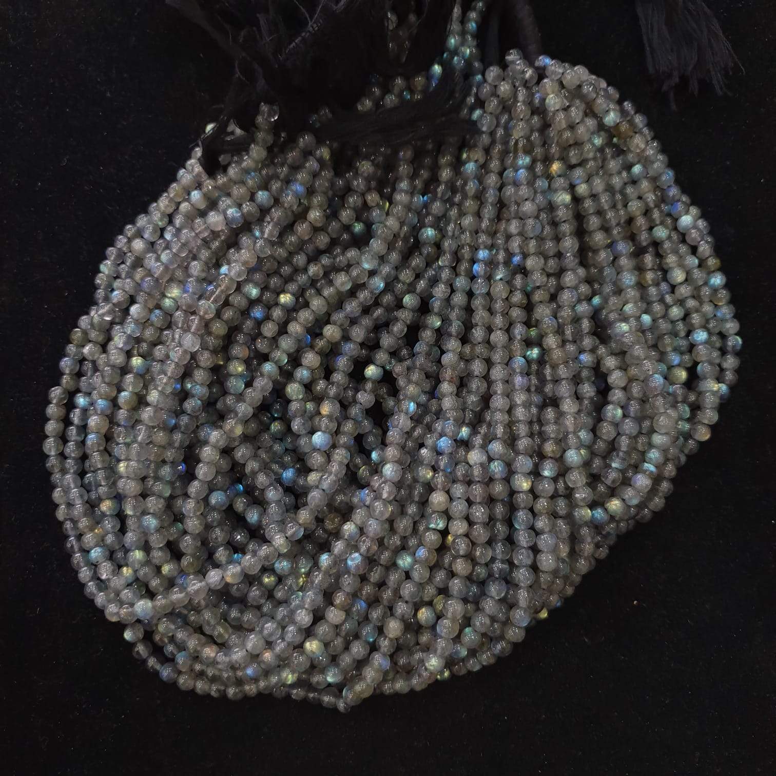 Labradorite Beads Polished Rounds 4mm High Quality, 14" Inches , - The LabradoriteKing