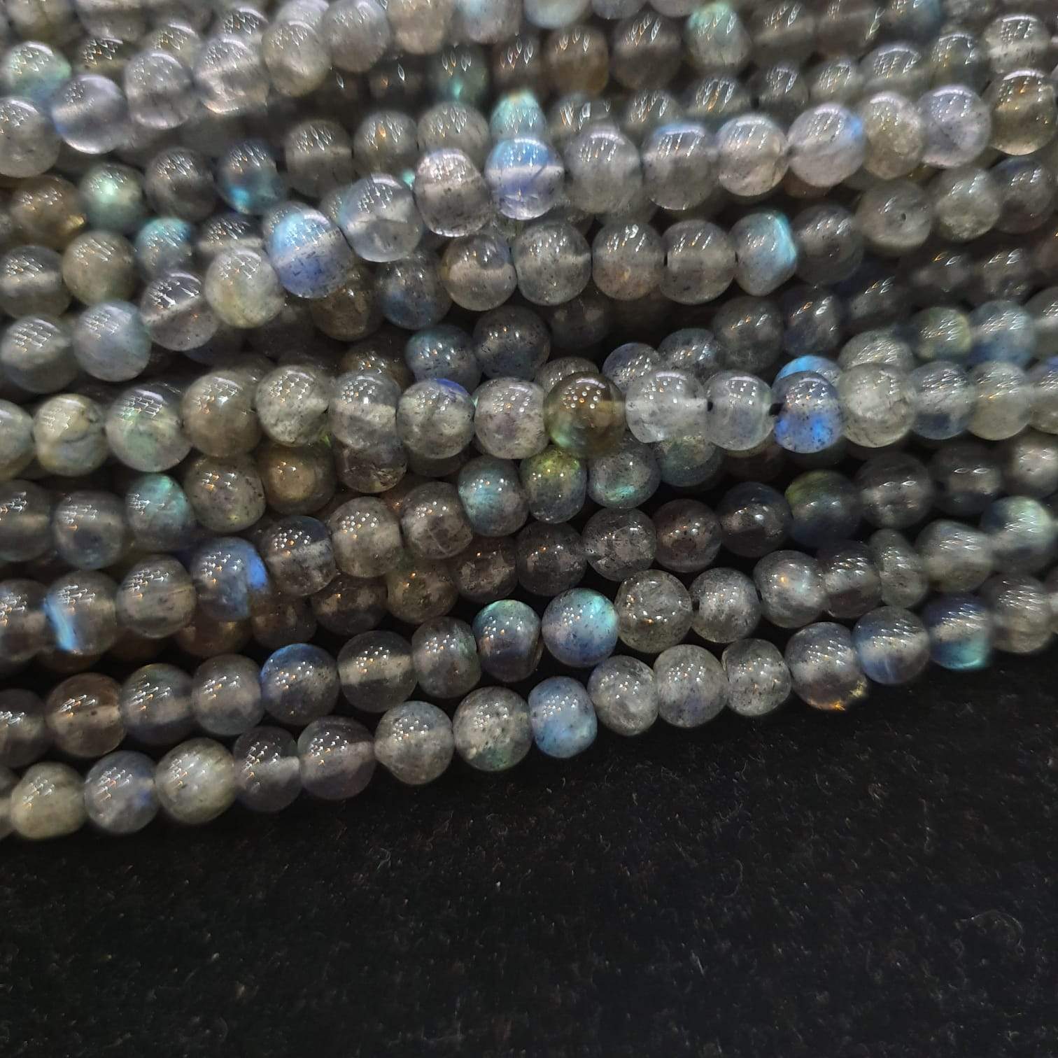 Labradorite Beads Polished Rounds 4mm High Quality, 14" Inches , - The LabradoriteKing