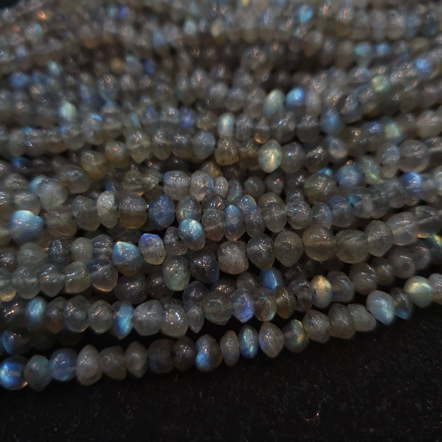 Labradorite Beads Pressed Rounds 4-5mm Uneven Polished 14" Inches , - The LabradoriteKing