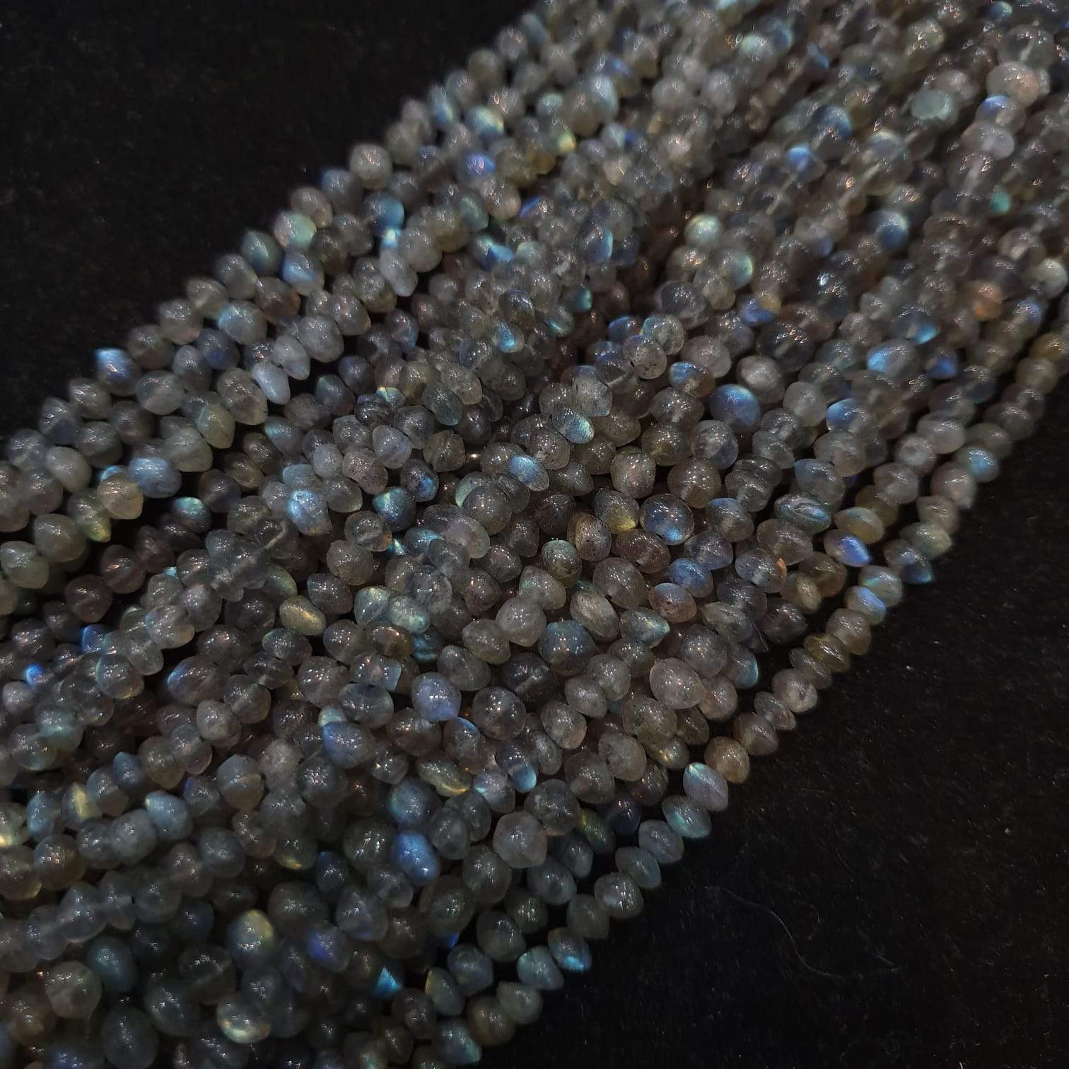 Labradorite Beads Pressed Rounds 4-5mm Uneven Polished 14" Inches , - The LabradoriteKing