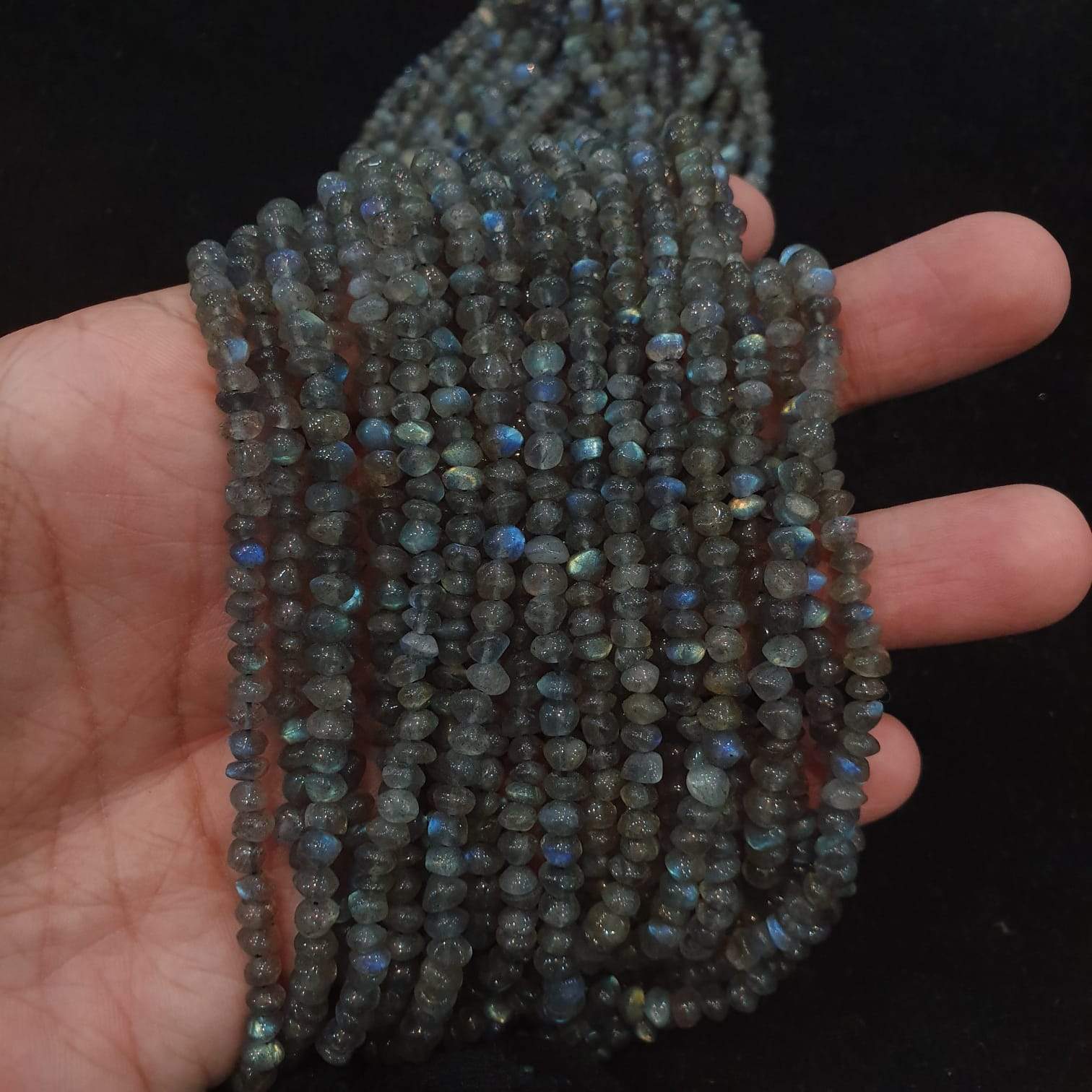 Labradorite Beads Pressed Rounds 4-5mm Uneven Polished 14" Inches , - The LabradoriteKing